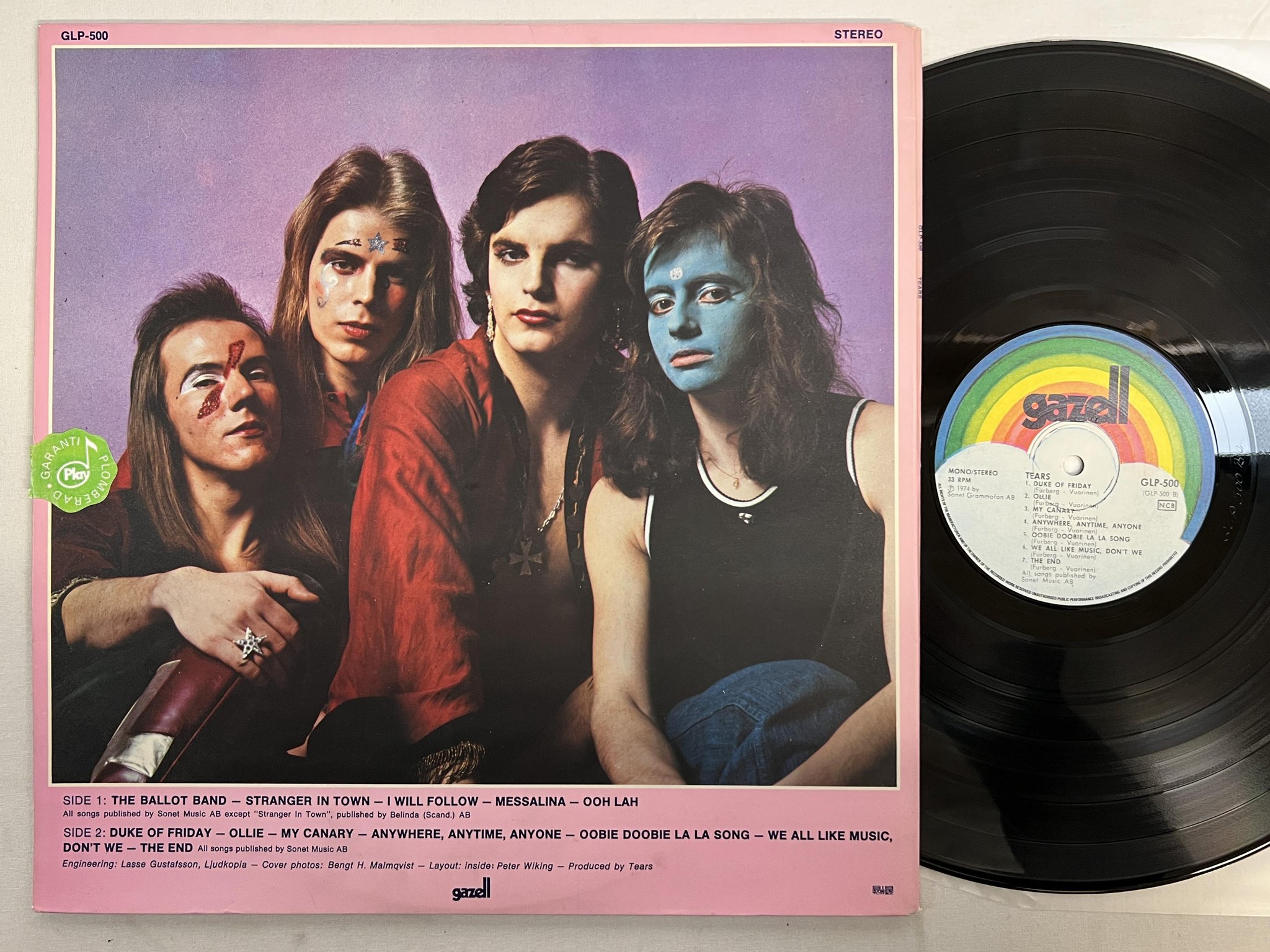 Omslagsbild för skivan TEARS s/t LP -74 Swe GAZELL GLP-500 glam rock classic !  !