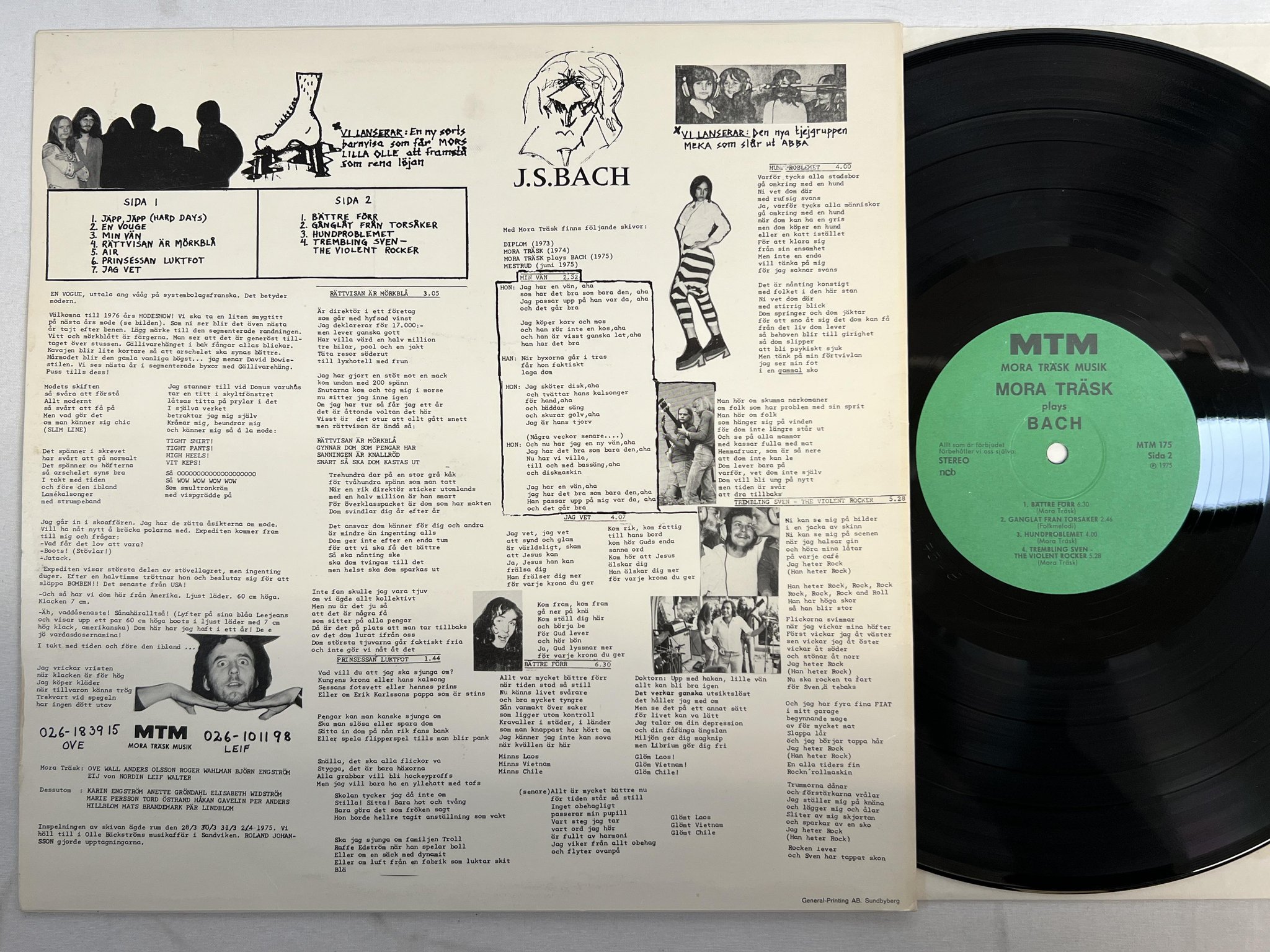 Omslagsbild för skivan MORA TRÄSK plays BACH LP -75 Swe MTM 175 