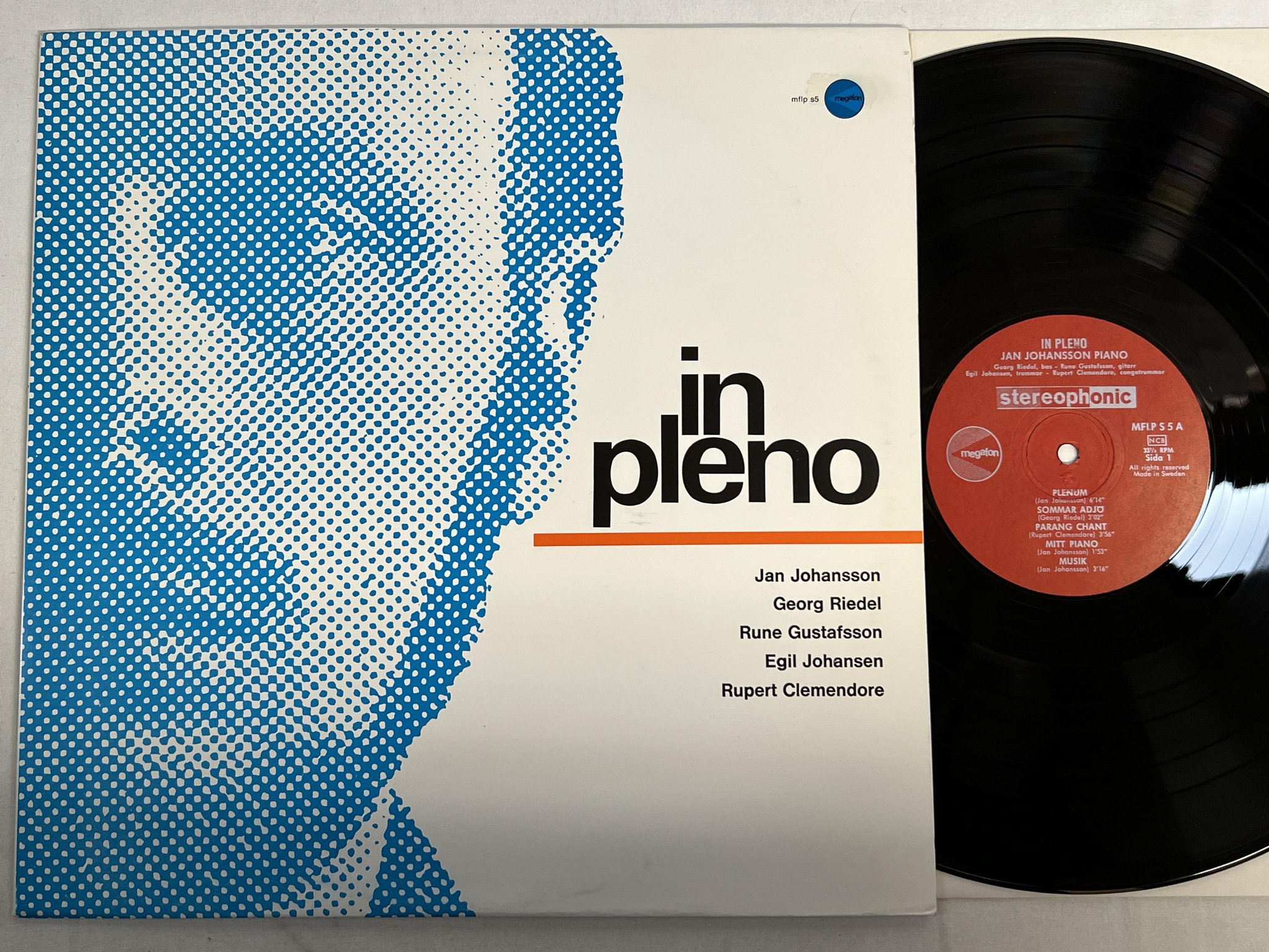 Omslagsbild för skivan JAN JOHANSSON in pleno LP -64 Swe MEGAFON MFLP S5