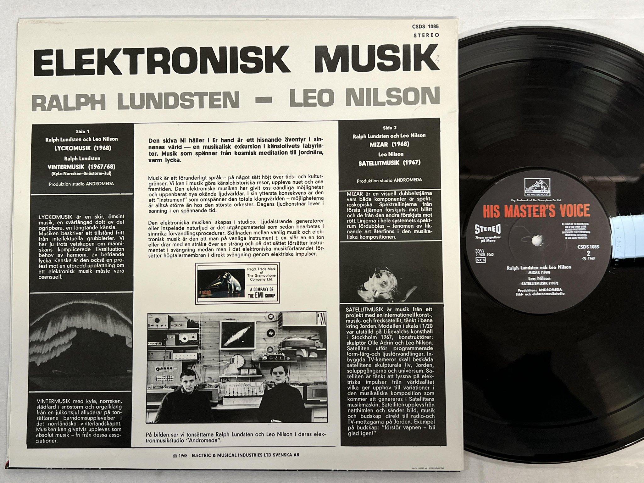 Omslagsbild för skivan RALPH LUNDSTEN LEO NILSON elektronisk musik LP -68 Swe HMV CSDS 1085