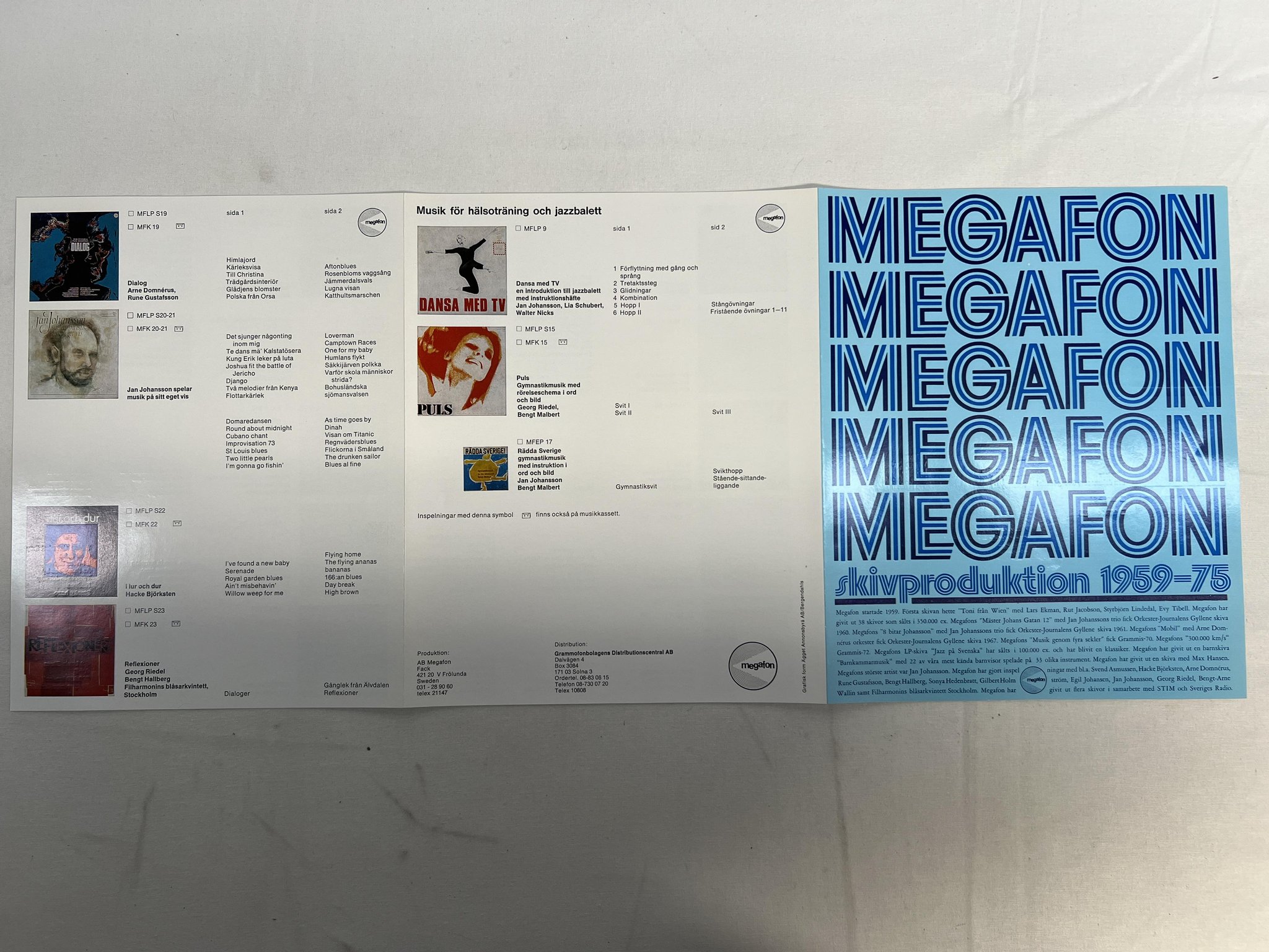 Omslagsbild för skivan JAN JOHANSSON 8 bitar LP -61Swe MEGAFON MFLP 1 