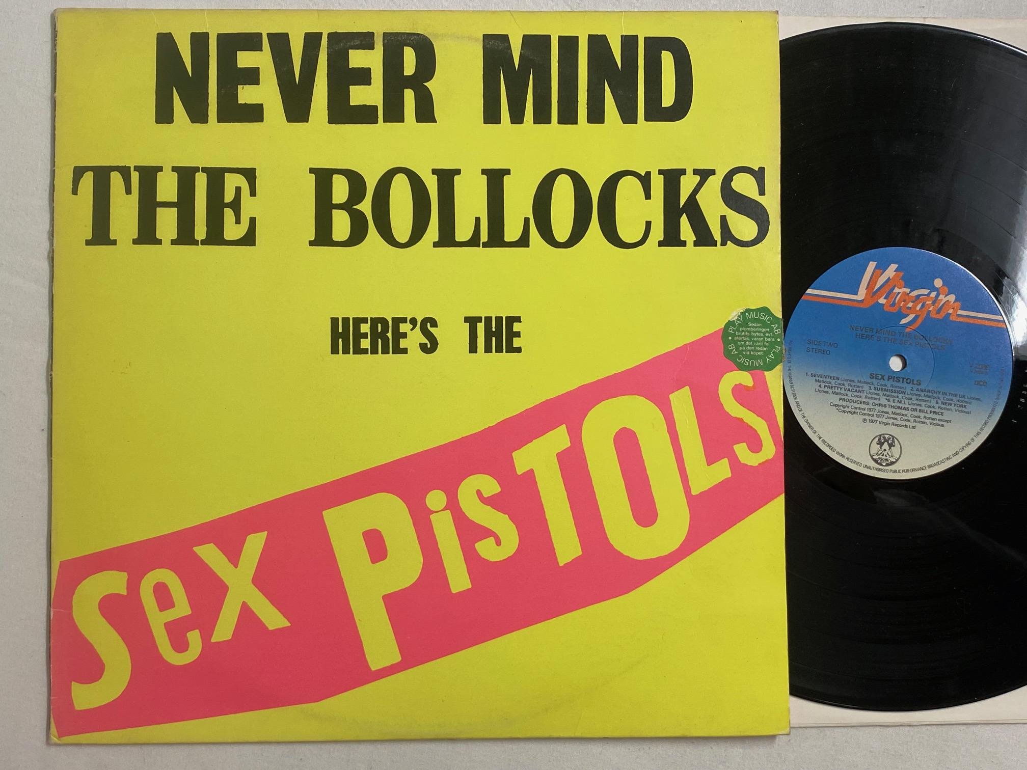 Omslagsbild för skivan SEX PISTOLS never mind the bollocks LP ncb VIRGIN V2086