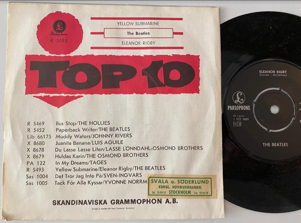 Omslagsbild för skivan THE BEATLES yellow submarine 7" -66 Swe PARLOPHONE R 5493