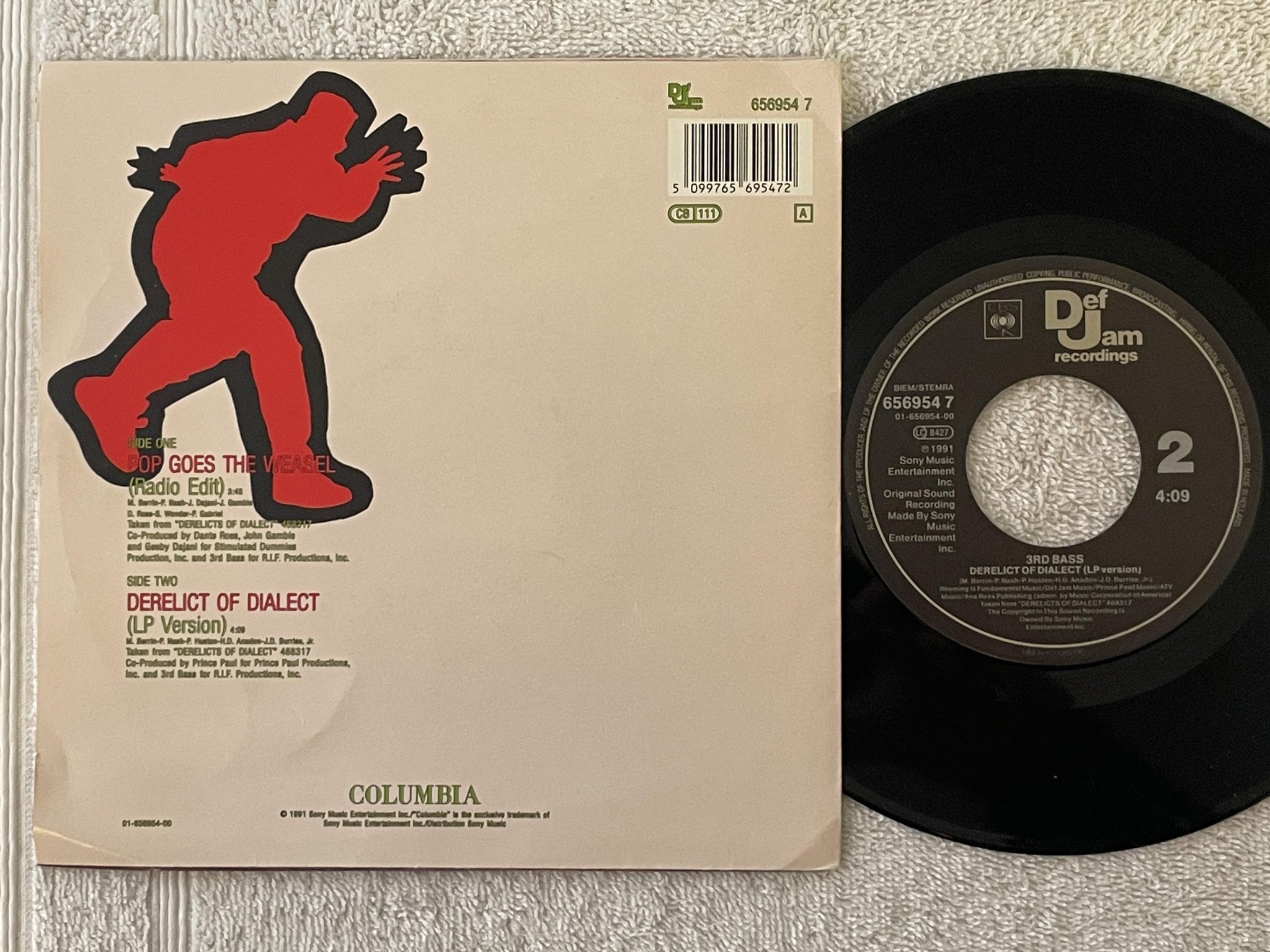 Omslagsbild för skivan 3RD BASS pop goes the weasel 7"single -91 Hol DEF JAM 6569547