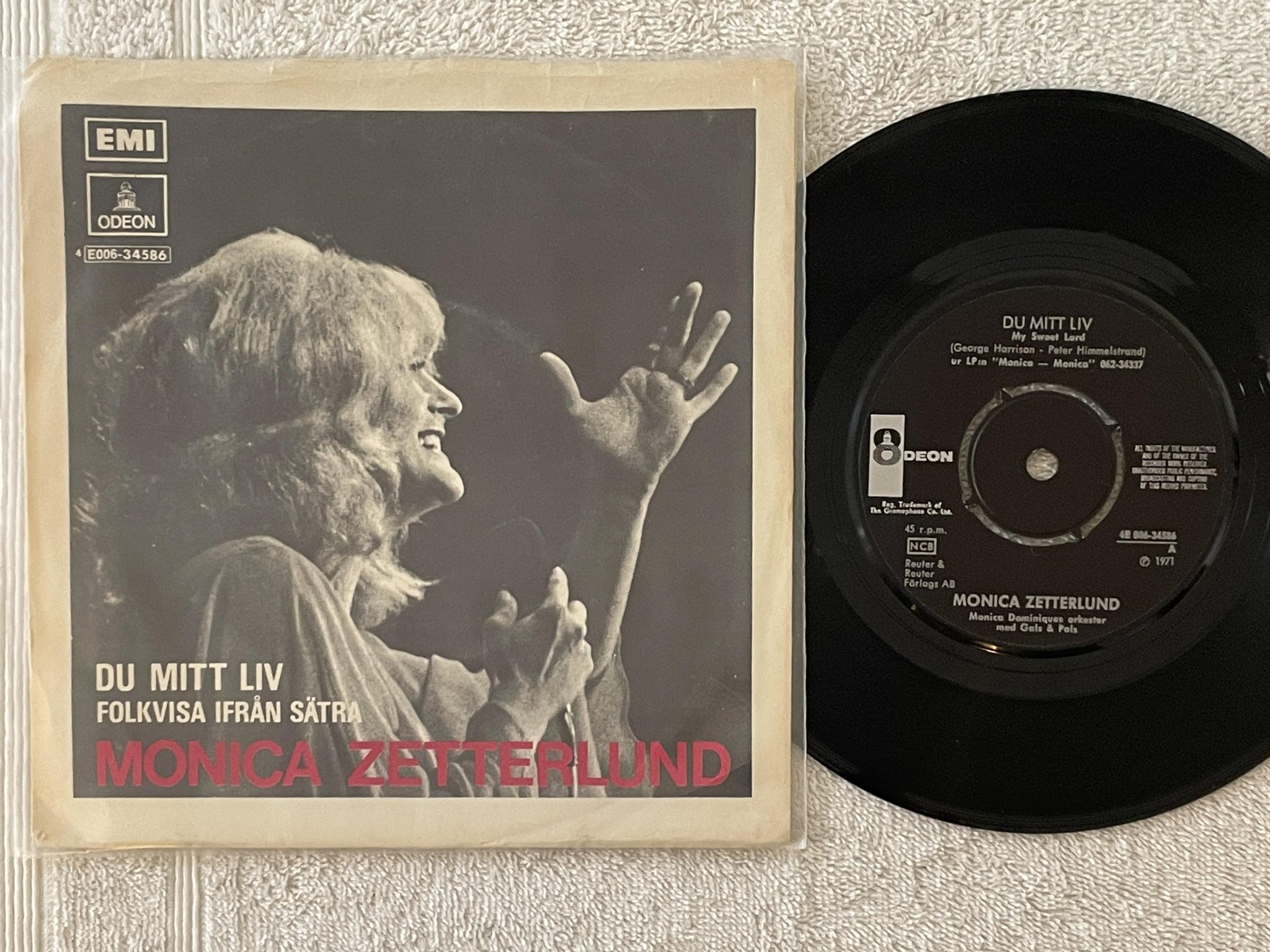 Omslagsbild för skivan MONICA ZETTERLUND du mitt liv 7"single -71 Swe ODEON 4E 006-34586