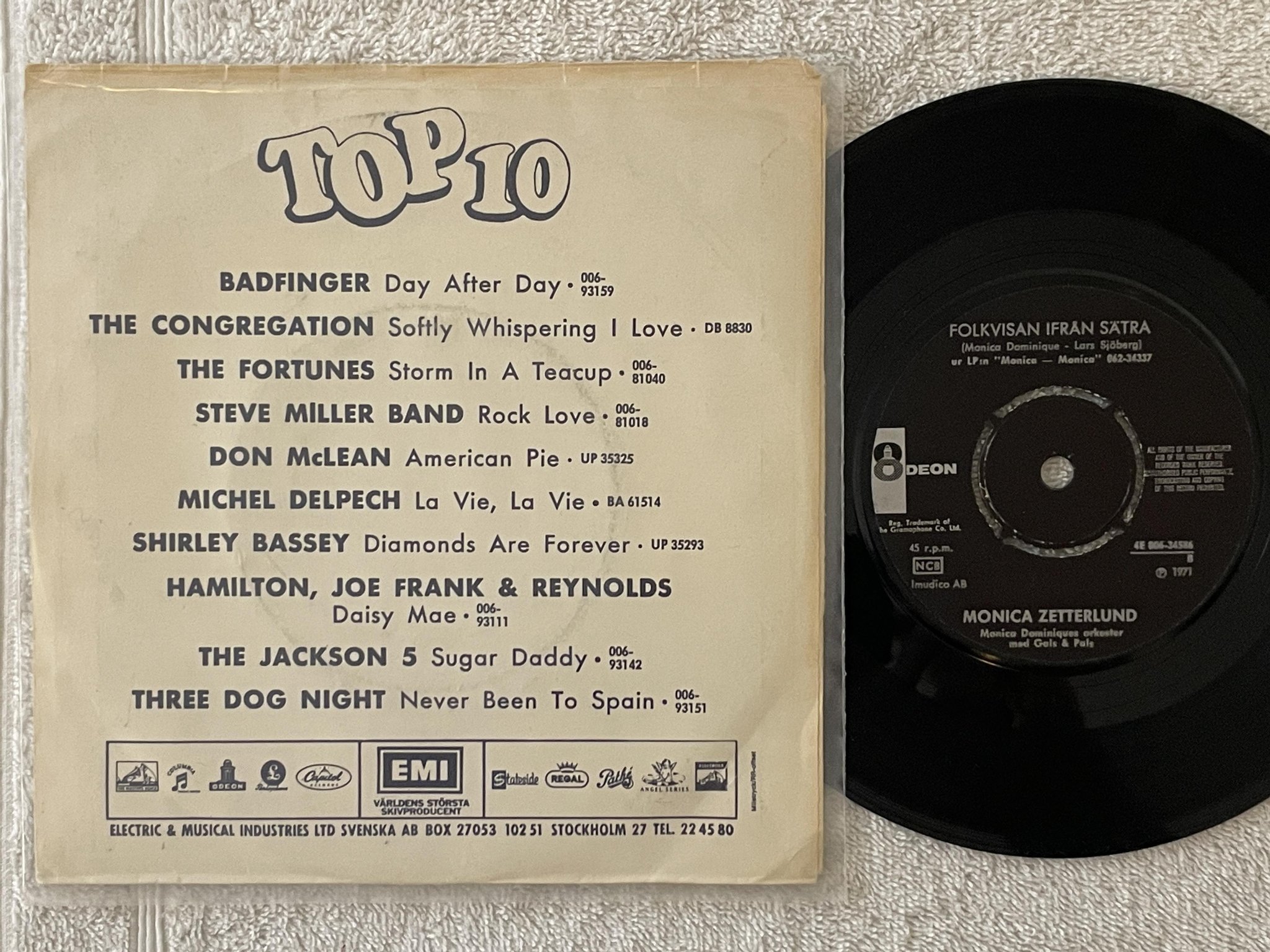 Omslagsbild för skivan MONICA ZETTERLUND du mitt liv 7"single -71 Swe ODEON 4E 006-34586