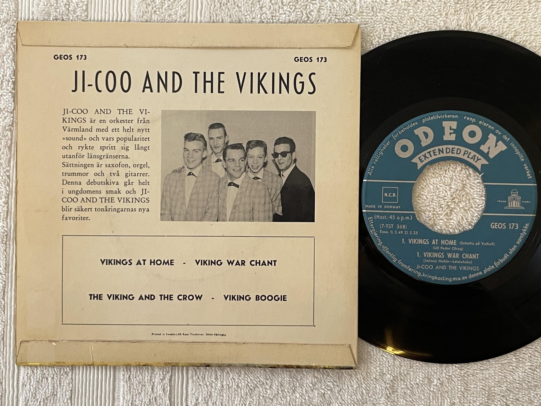Omslagsbild för skivan JI-COO AND THE VIKINGS vikings at home 7"ep -61 ODEON GEOS 173