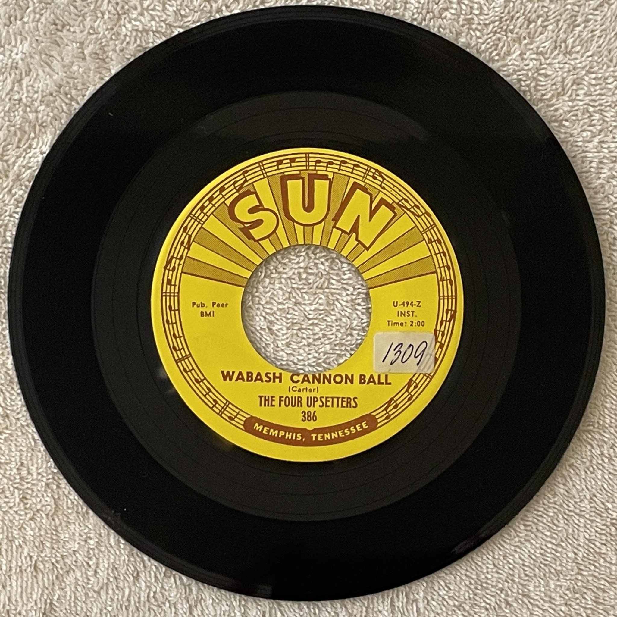 Omslagsbild för skivan THE FOUR UPSETTERS Surfin' Calliope 7" -62 US SUN 386 