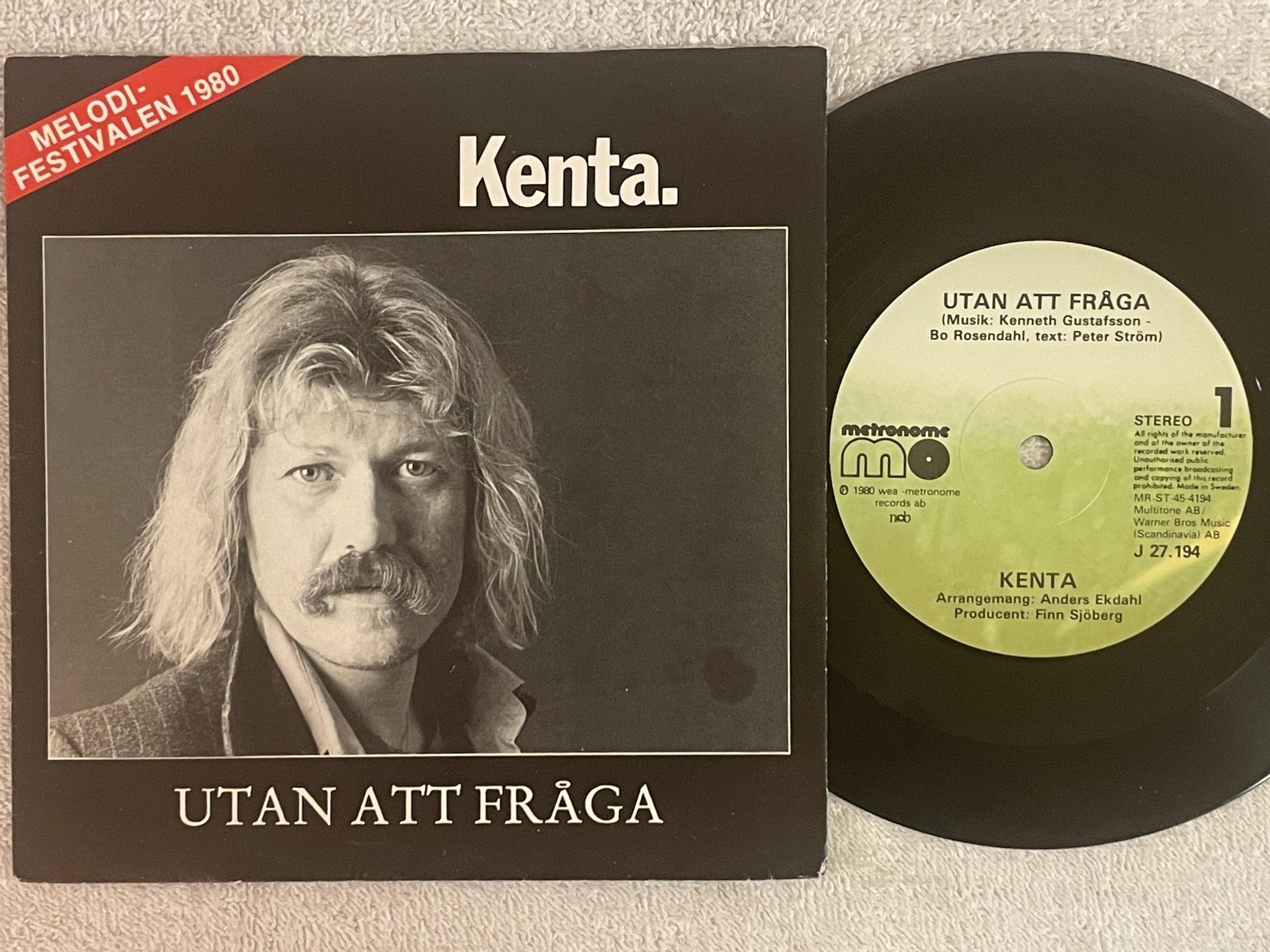 Omslagsbild för skivan KENTA just idag är jag stark 7"single -79 Swe METRONOME J 27194