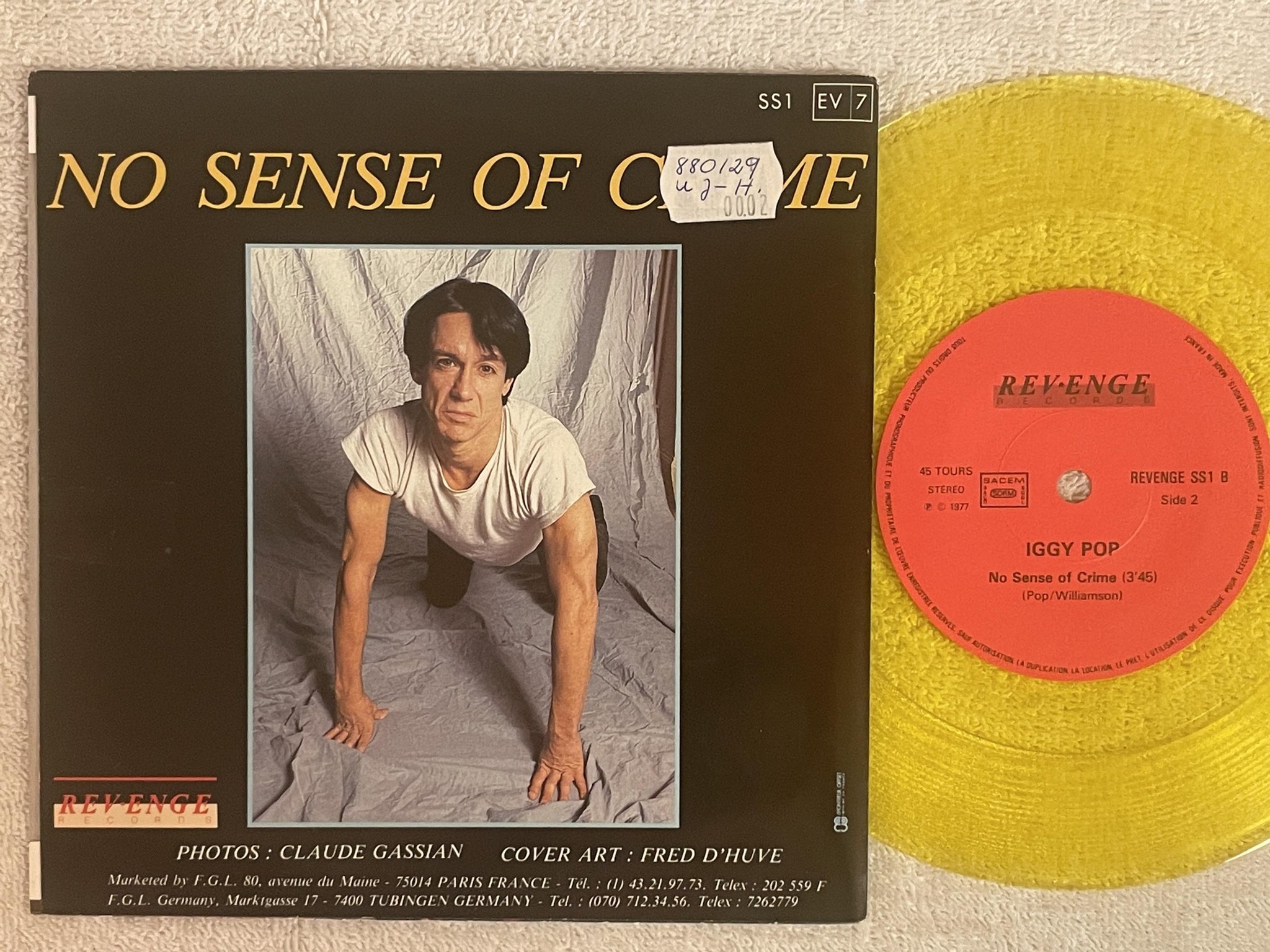 Omslagsbild för skivan IGGY POP I Got A Right  7"single  Fra REVENGE SS1 yellow vinyl