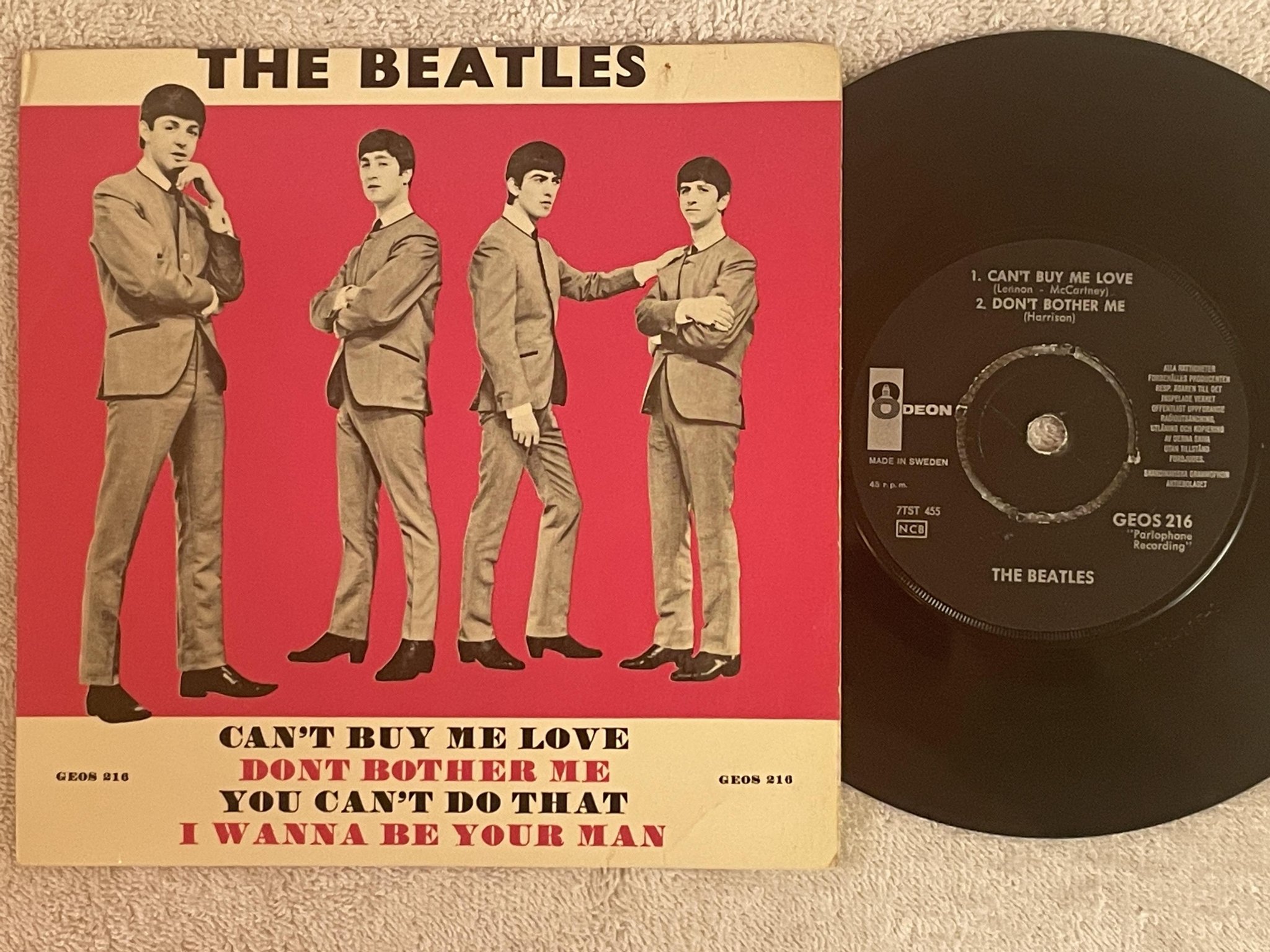 Omslagsbild för skivan THE BEATLES can't buy me love EP Swe ODEON GEOS 216