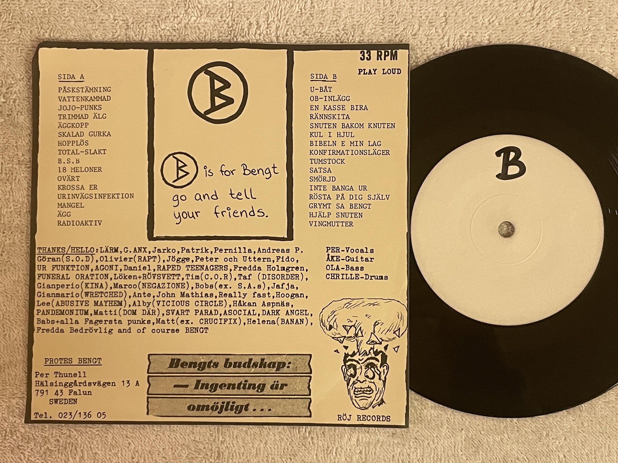Omslagsbild för skivan PROTES BENGT In Bengt We Trust 7"single -86 ROJ-2 HARDCORE PUNK