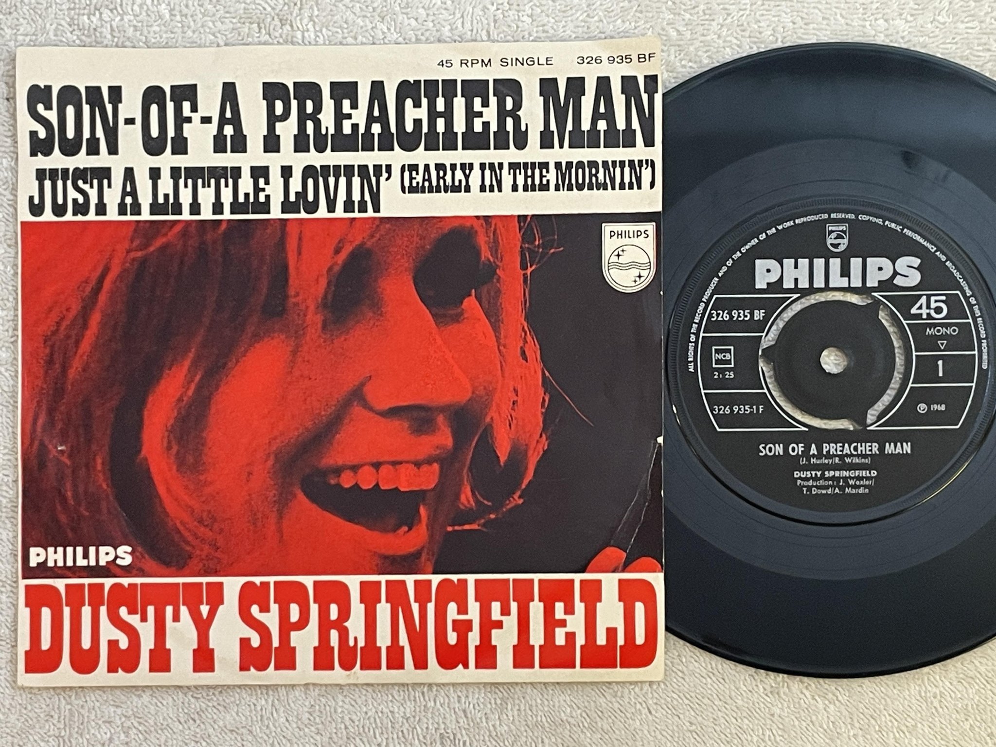 Omslagsbild för skivan DUSTY SPRINGFIELD Son-Of-A Preacher Man  7" -68 philips 326 935 BF