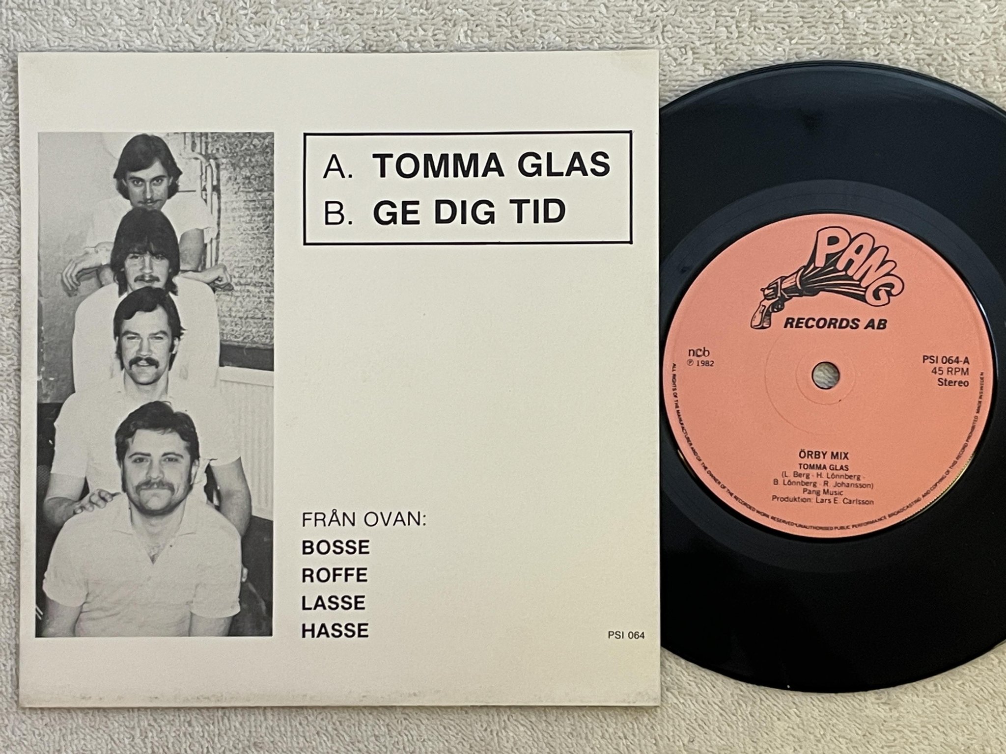 Omslagsbild för skivan ÖRBY MIX tomma glas  7"single -82 Swe PANG PSI 064 hard rock