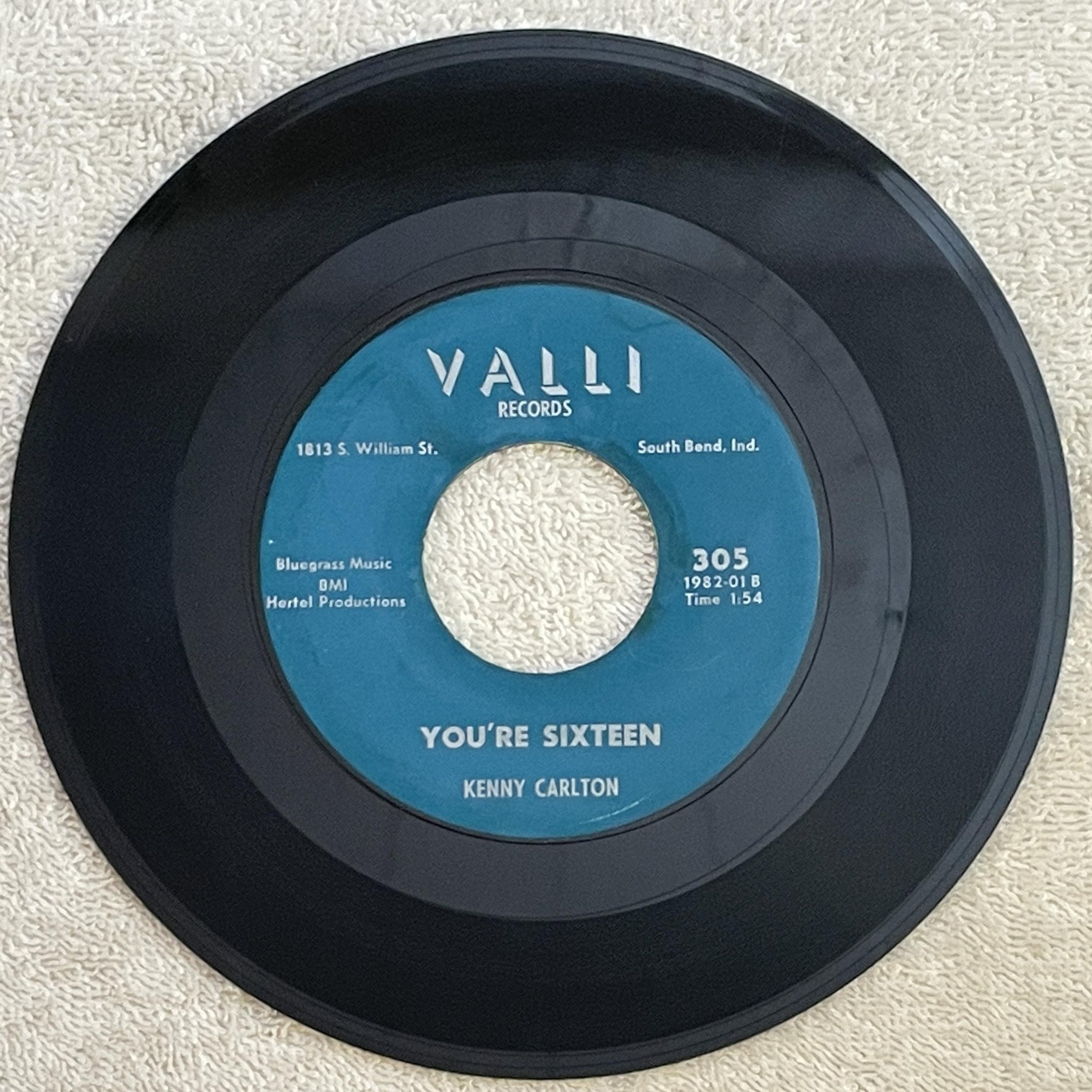 Omslagsbild för skivan KENNY CARLTON o' tell me 7"single -64 US VALLI 305 doo wop
