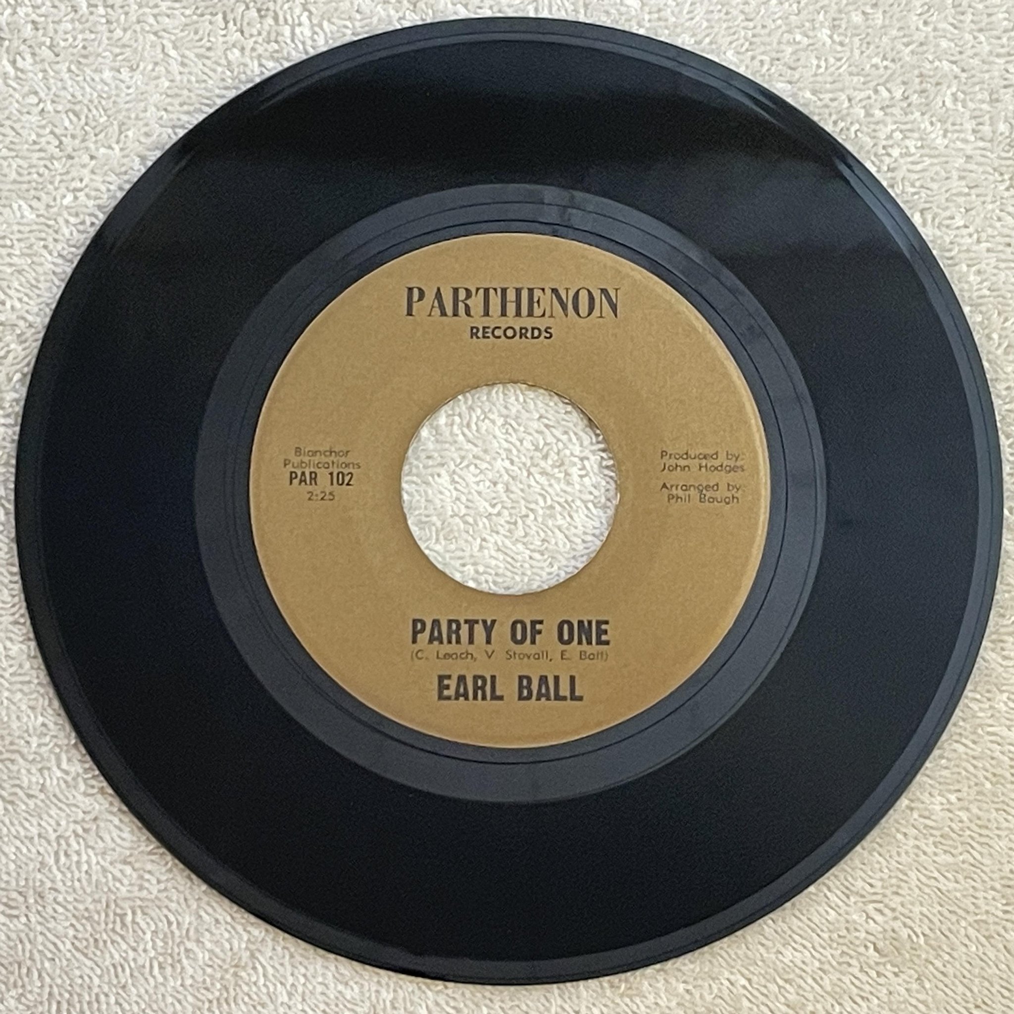 Omslagsbild för skivan EARL BALL Second And San Antone'  7"single US PARTHENON PAR 101 country / rock