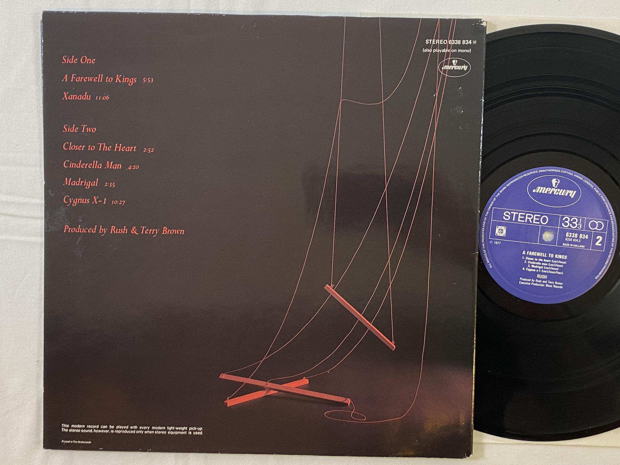 Omslagsbild för skivan RUSH A Farewell To Kings LP -77 Hol MERCURY  6338 834