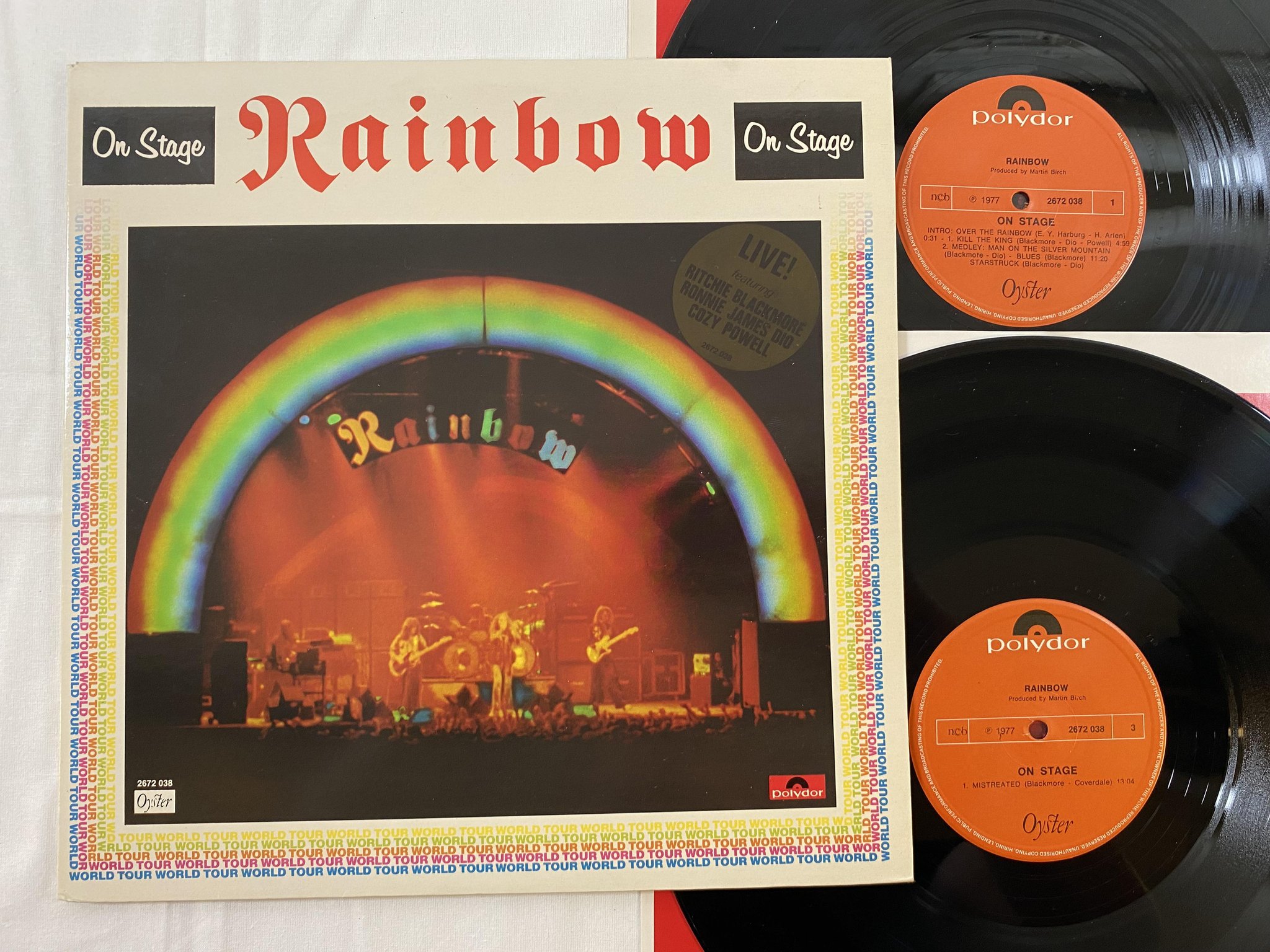 Omslagsbild för skivan RAINBOW on stage 2xLP -77 ncb POLYDOR 2672038