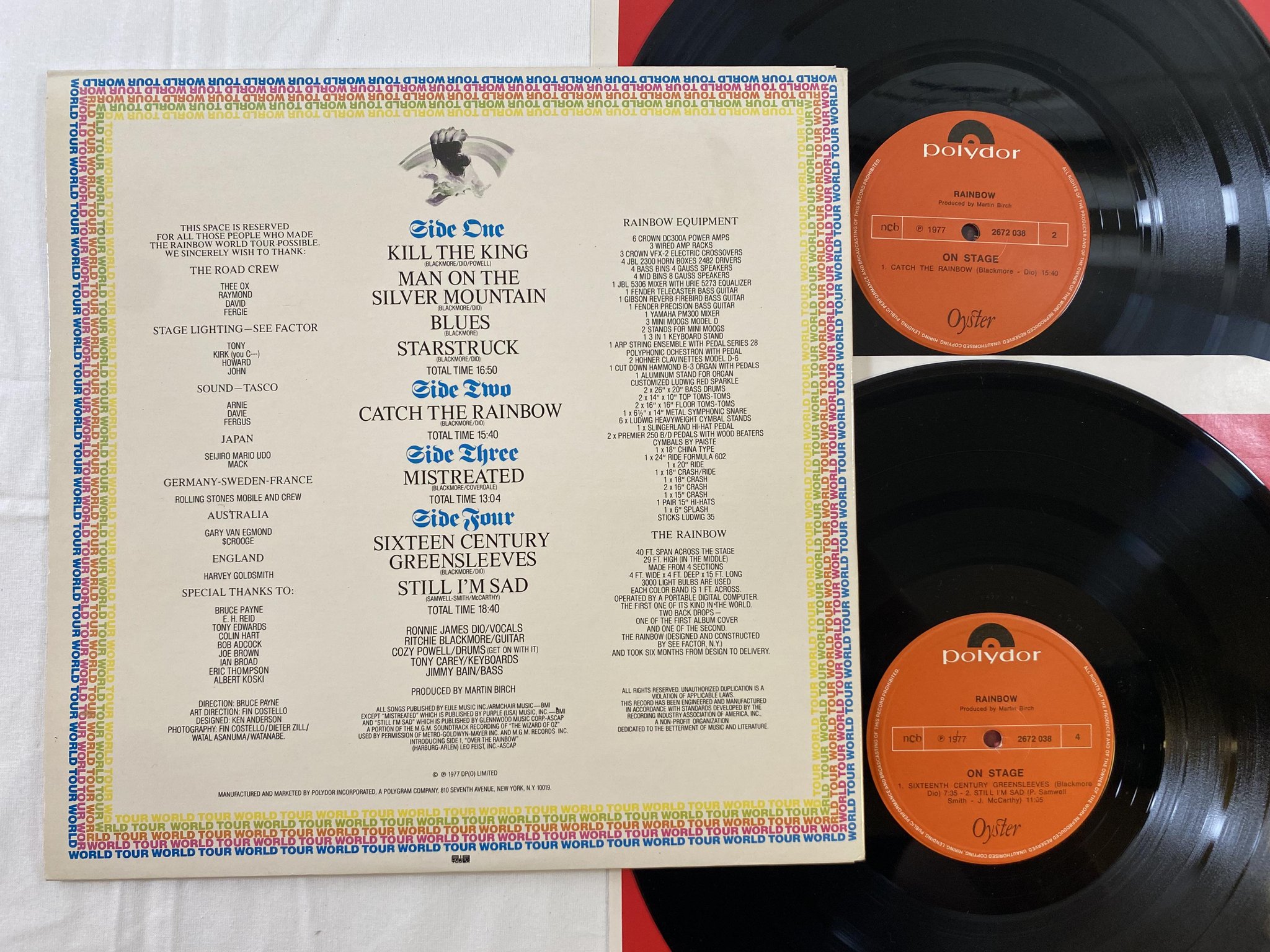 Omslagsbild för skivan RAINBOW on stage 2xLP -77 ncb POLYDOR 2672038