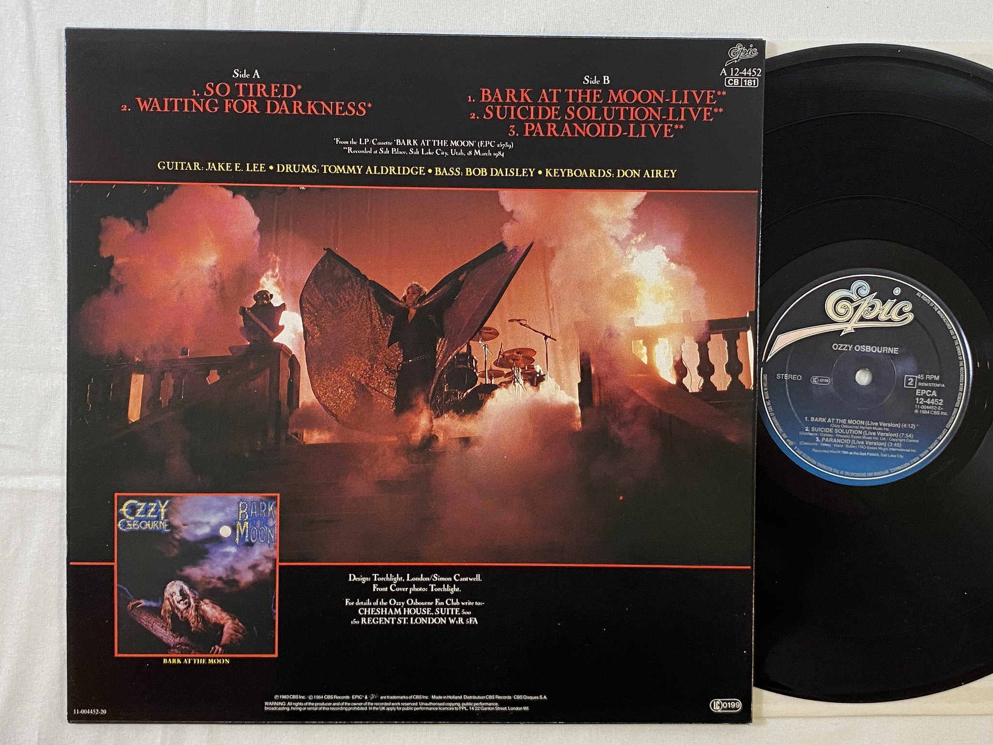 Omslagsbild för skivan OZZY OSBOURNE so tired 12"ep -83 Hol EPIC EPCA 12-4452