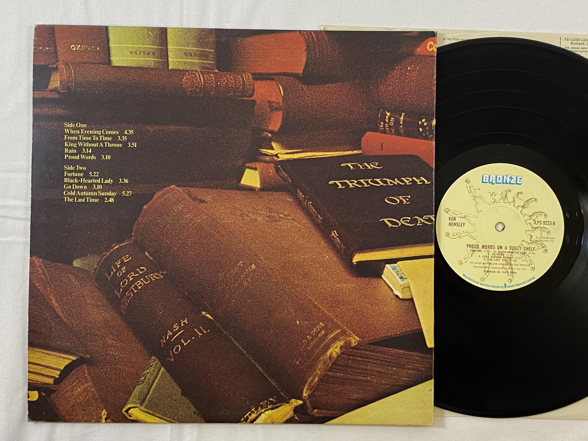Omslagsbild för skivan KEN HENSLEY proud words on a dusty shelf LP -73 BRONZE ILPS 9223