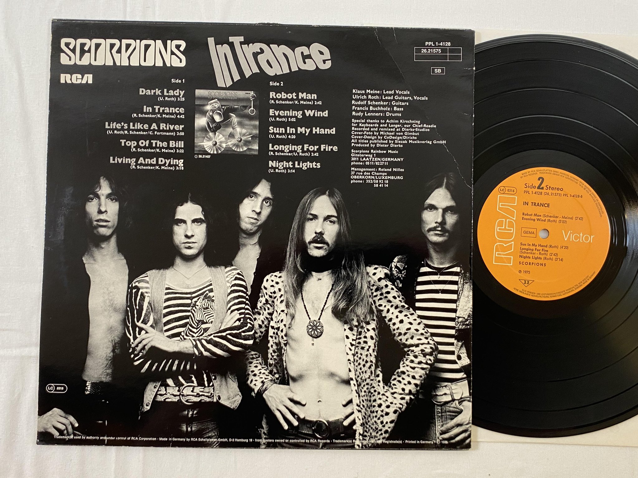 Omslagsbild för skivan SCORPIONS in trance LP -75 Ger RCA PPL 1-4128