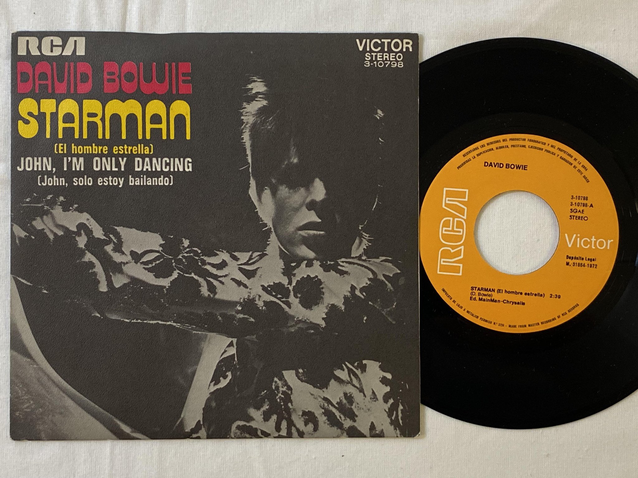 Omslagsbild för skivan DAVID BOWIE starman 7"single Spain RCA 3-10798