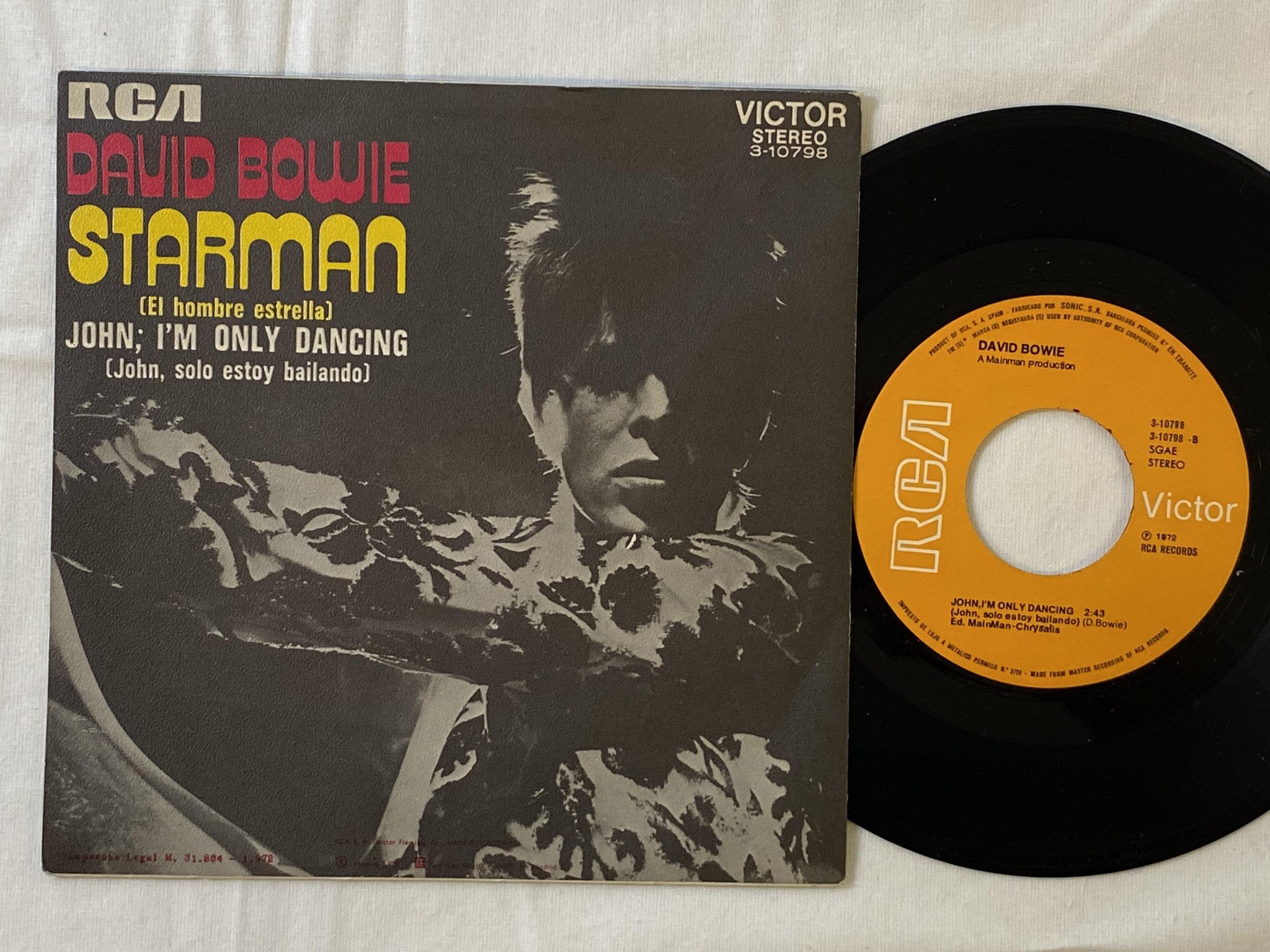 Omslagsbild för skivan DAVID BOWIE starman 7"single Spain RCA 3-10798