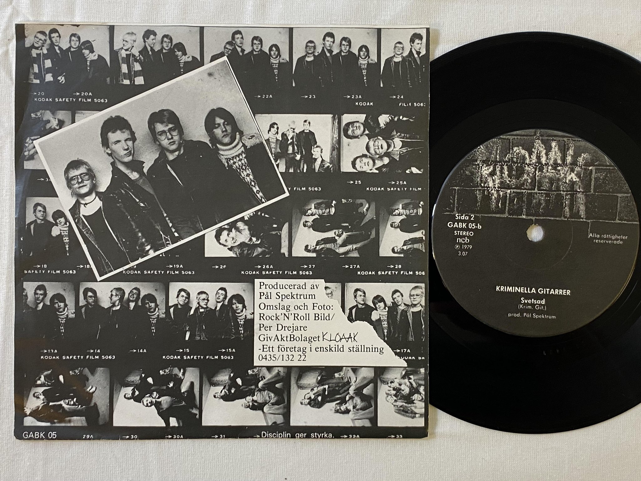 Omslagsbild för skivan KRIMINELLA GITARRER 36 Patroner 7"single -79 KLOAAK GABK 05 ** rare punk **
