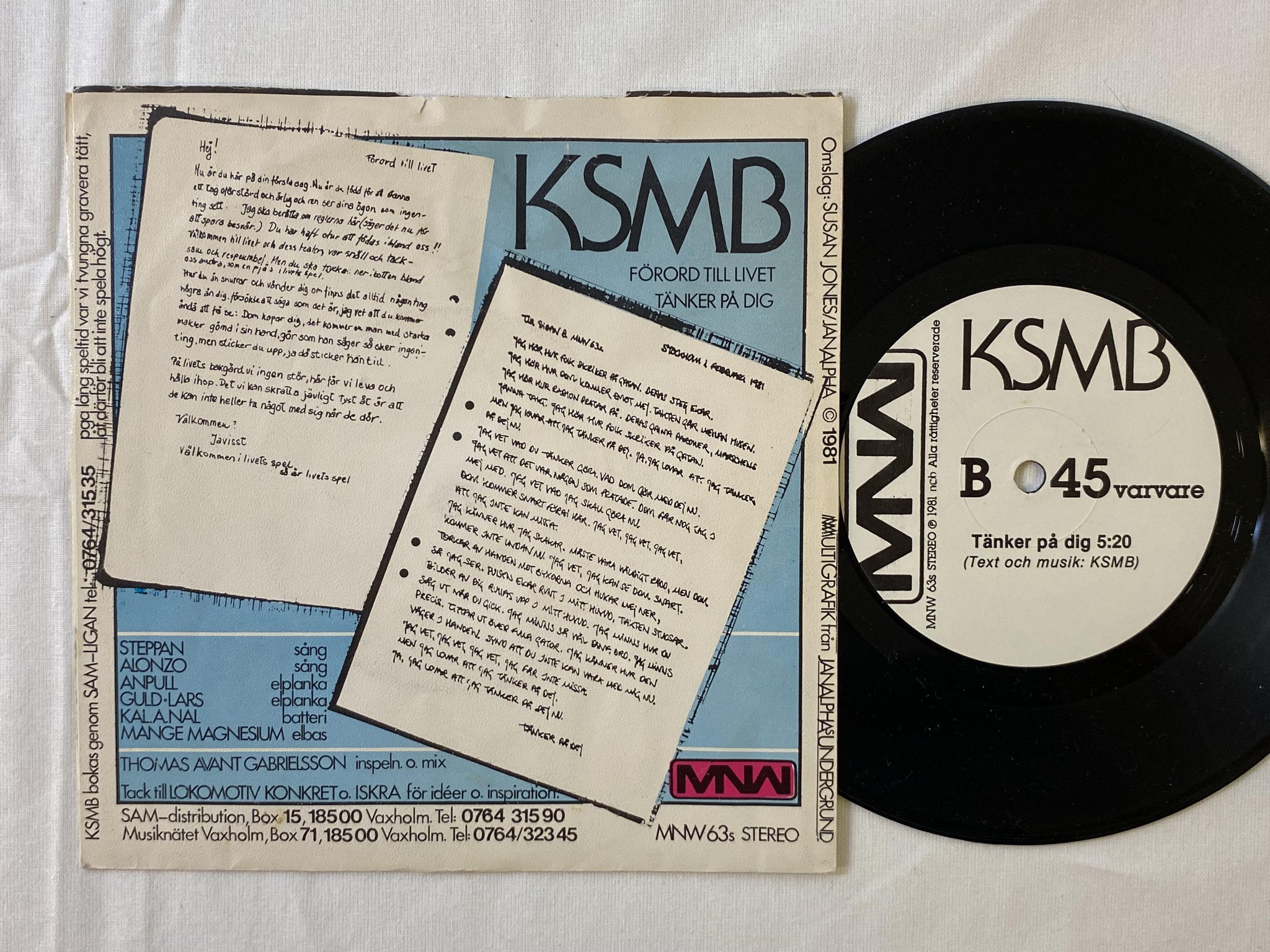 Omslagsbild för skivan KSMB förord till livet  7"single -78 Swe MNW 63s punk