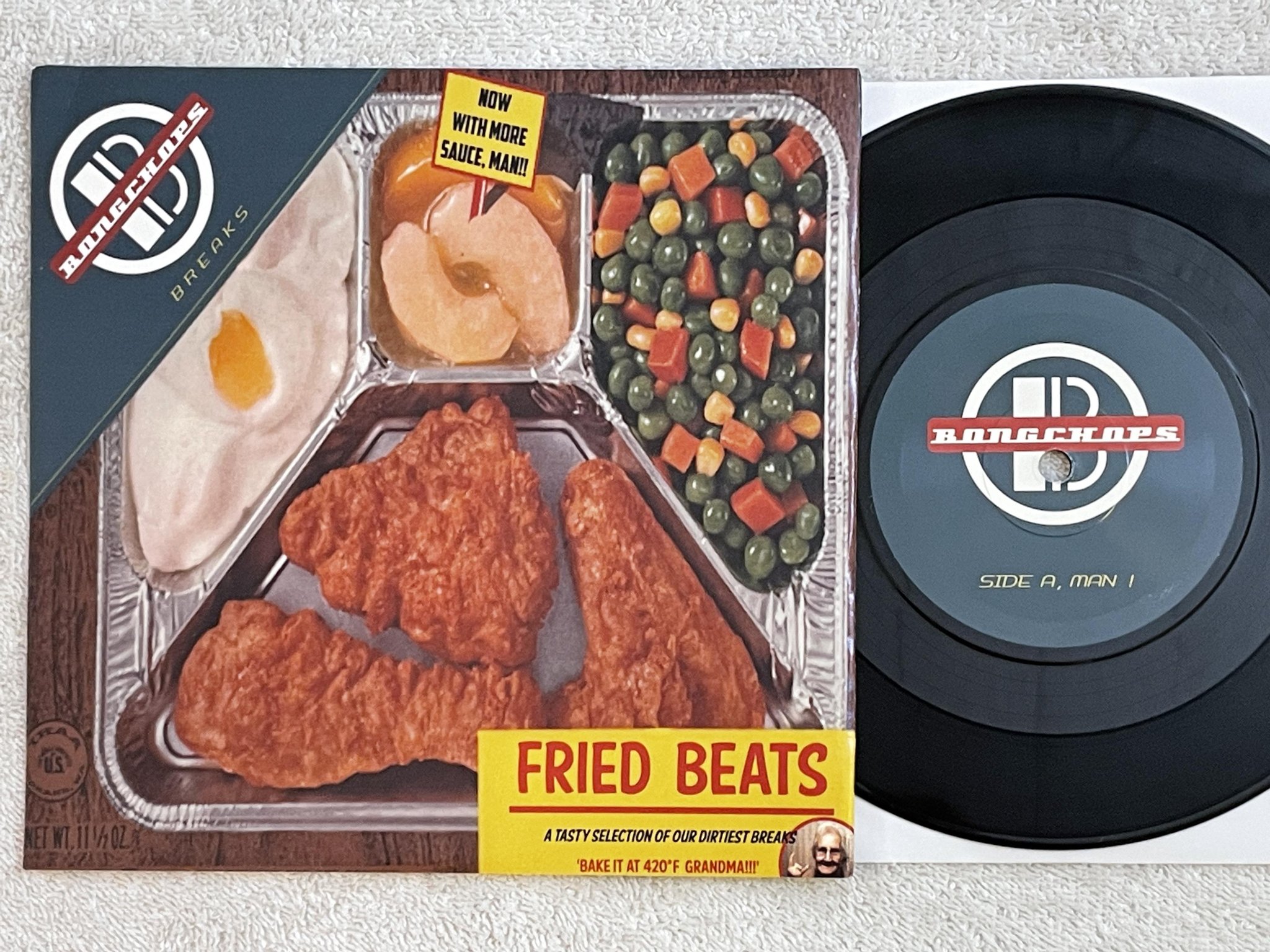 Omslagsbild för skivan BONGCHOPS man! 7" US a tasty selection of our dirtiest beats **funky breaks**