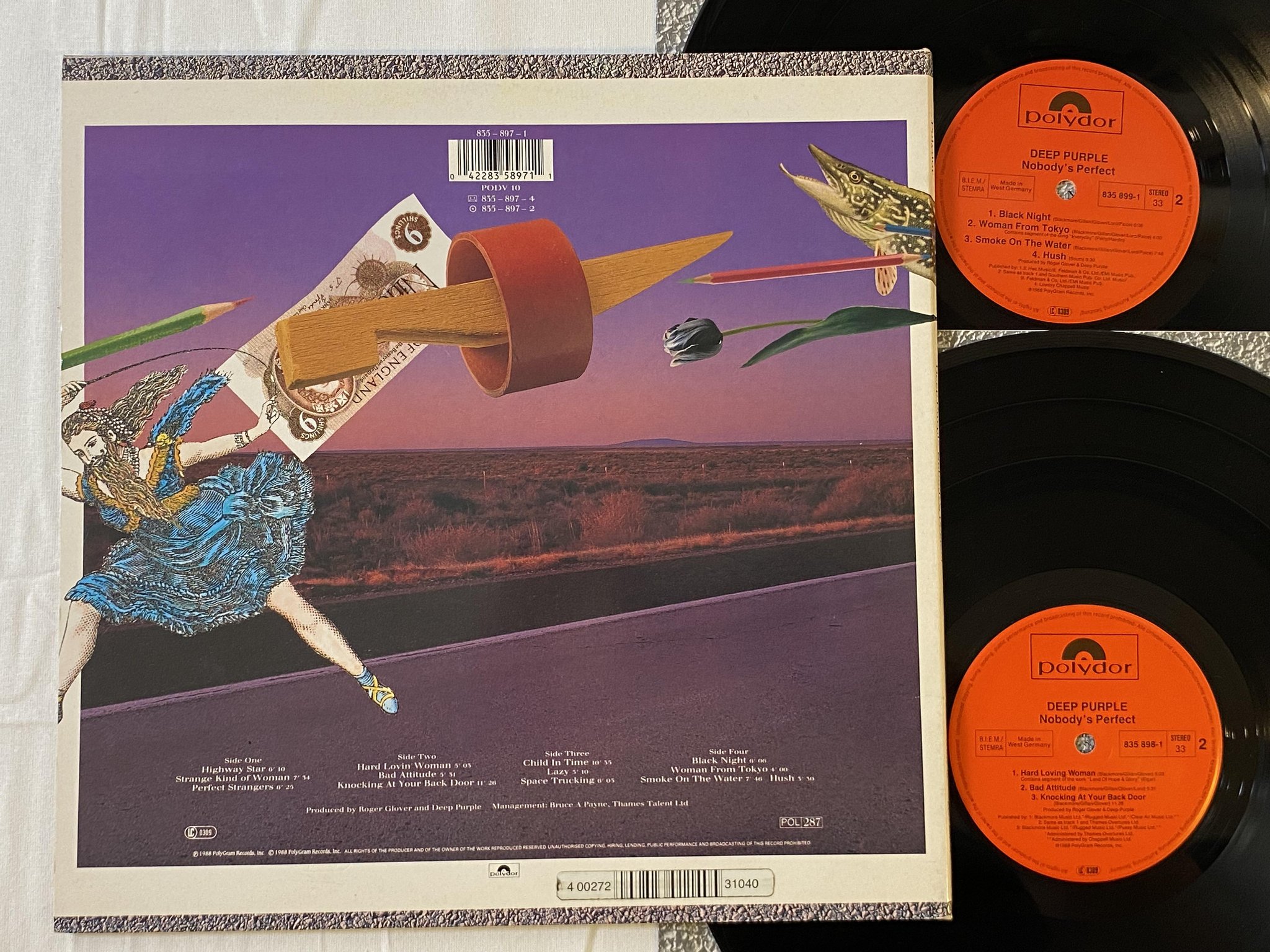 Omslagsbild för skivan DEEP PURPLE nobody's perfect 2xLP -88 Ger POLYDOR 835898-1