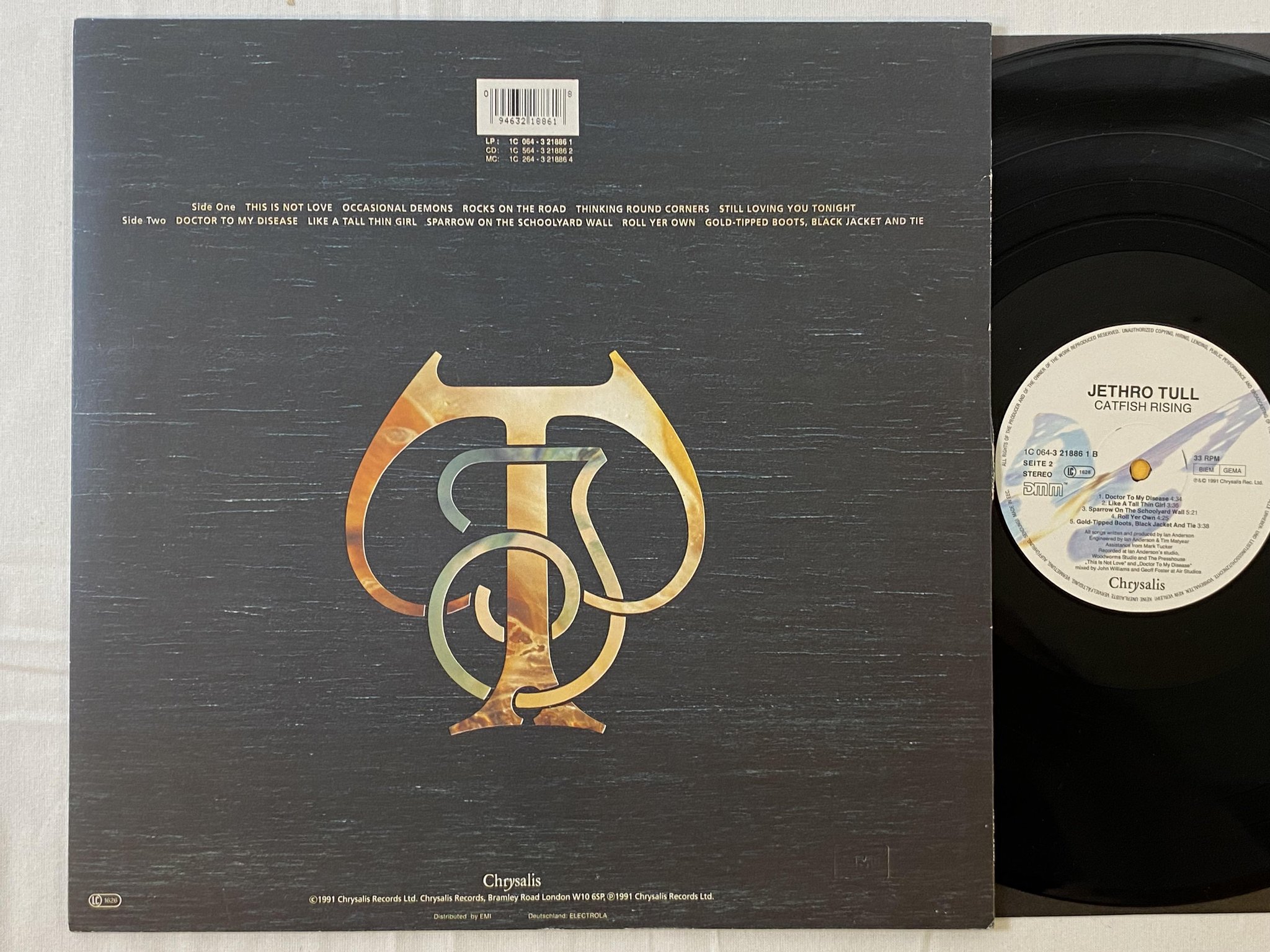 Omslagsbild för skivan JETHRO TULL catfish rising LP -91 DMM CHRYSALIS 1C 064-3218861