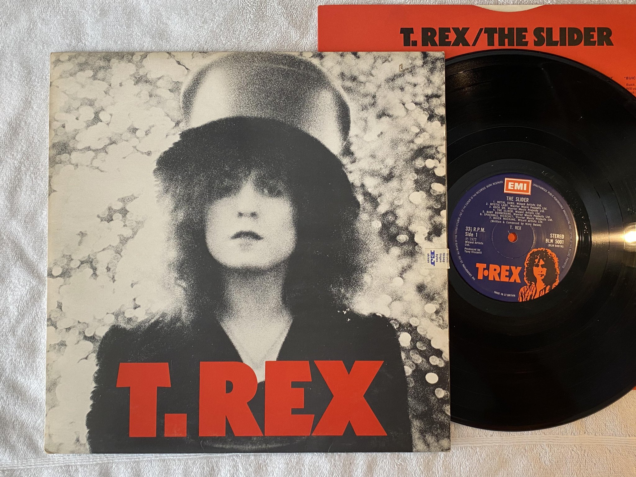 Omslagsbild för skivan T REX the slider LP -72 UK EMI BLN 5001