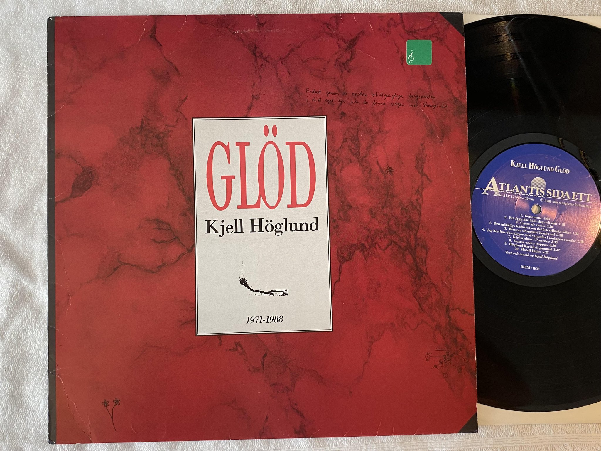 Omslagsbild för skivan KJELL HÖGLUND glöd LP -88 Swe ATLANTIS ALP 17