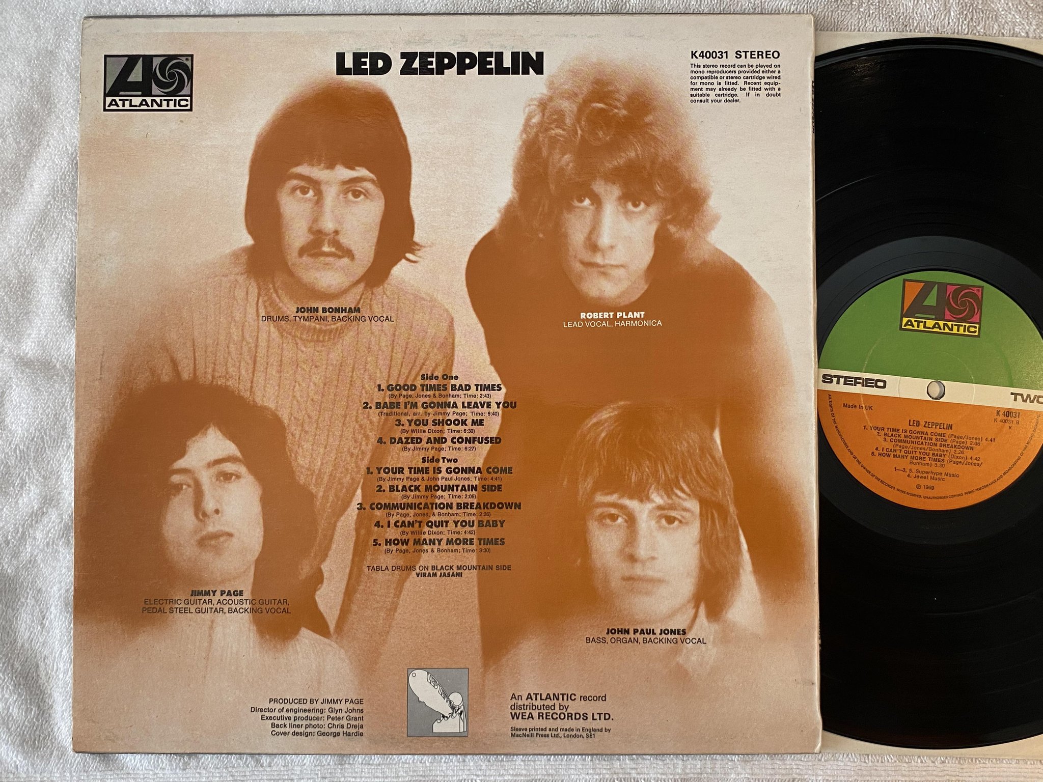 Omslagsbild för skivan LED ZEPPELIN s/t LP re UK ATLANTIC K 40031