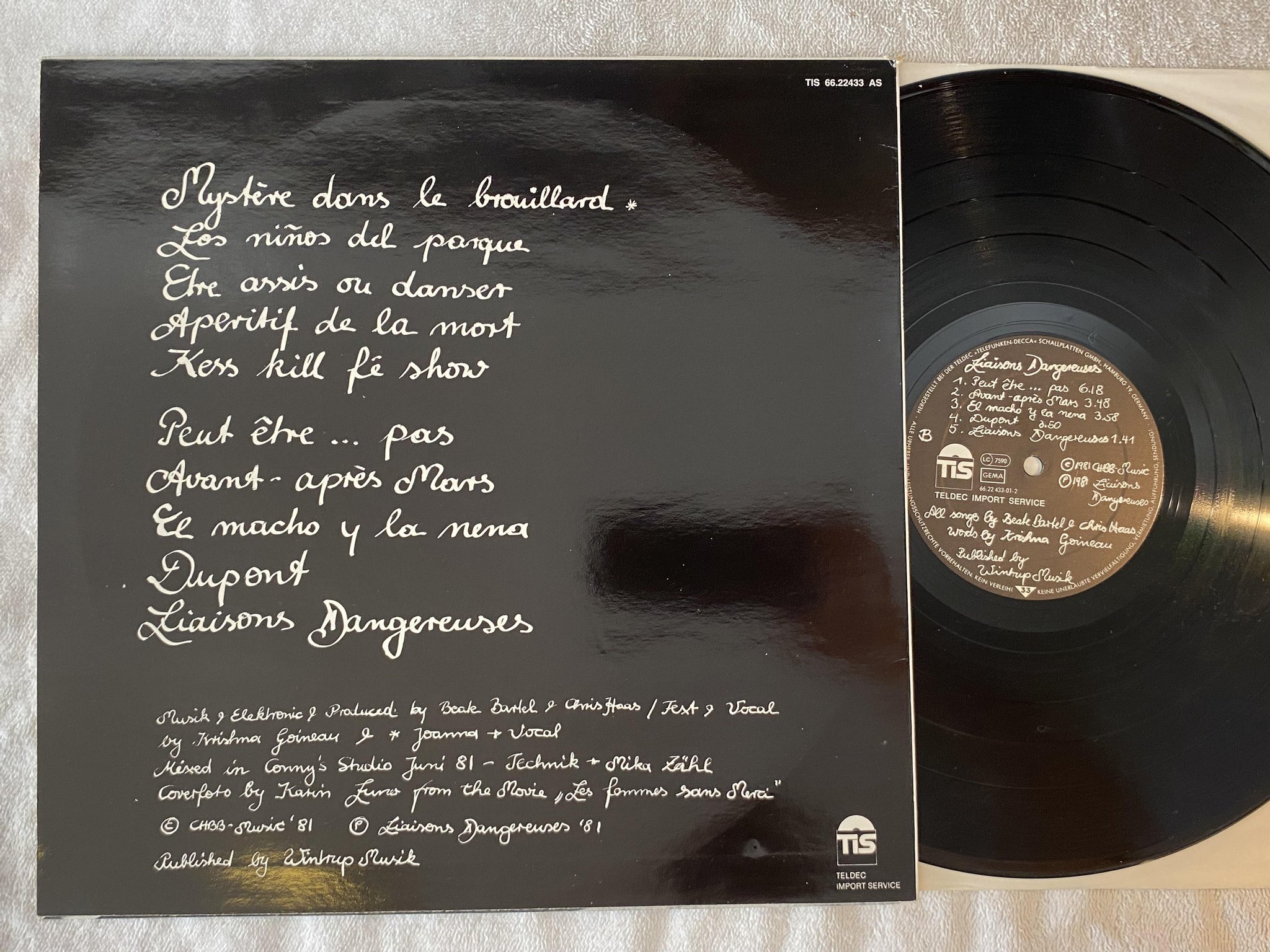 Omslagsbild för skivan LIAISONS DANGEREUSES s/t LP -81 Ger TIS 6622 433-01 electronic 