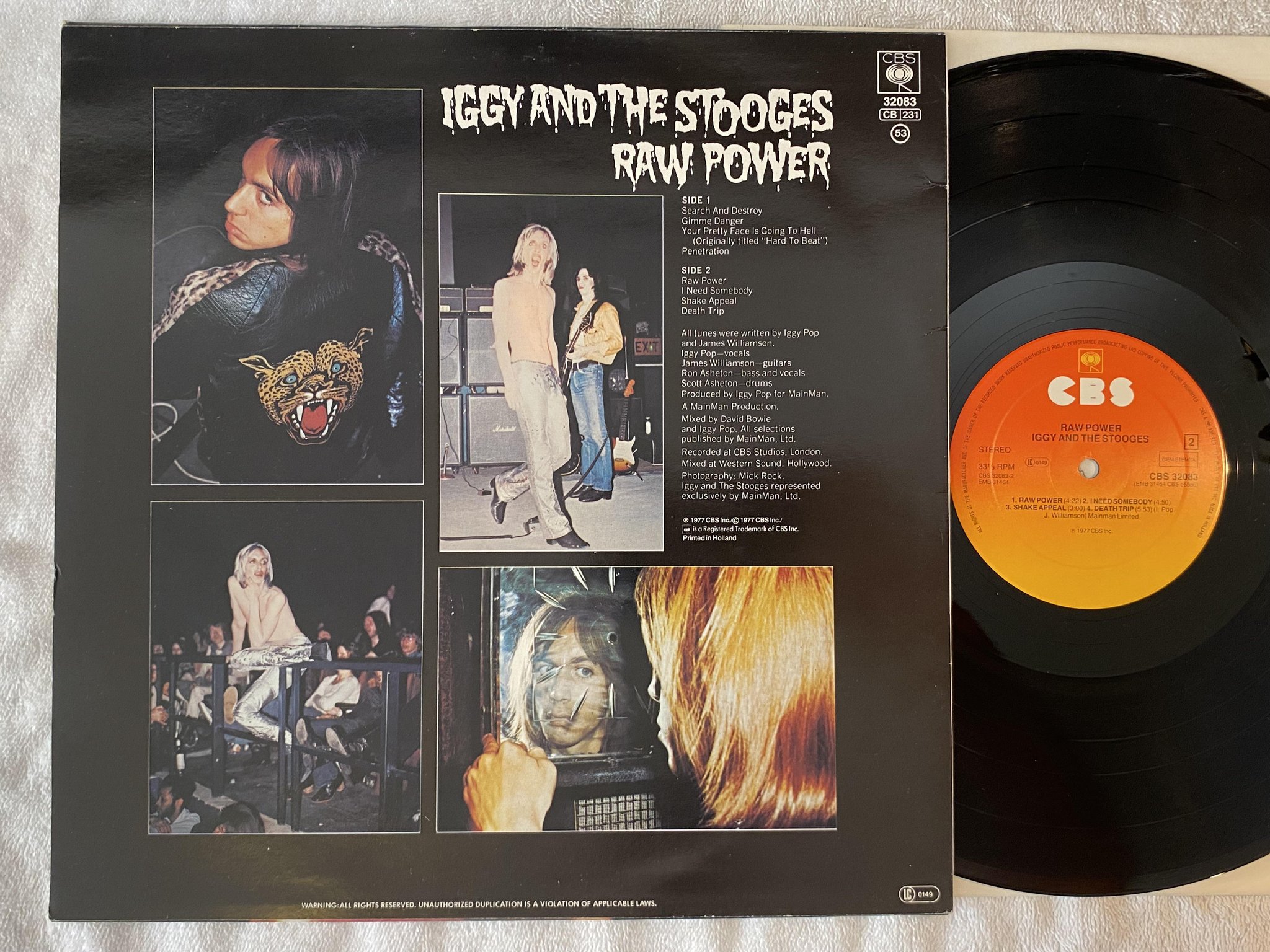 Omslagsbild för skivan IGGY AND THE STOOGES raw power LP re Hol CBS 32083