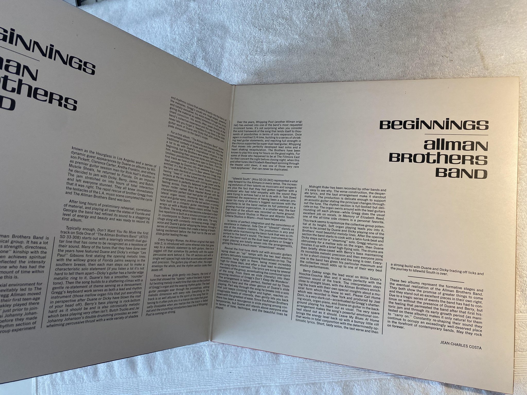 Omslagsbild för skivan THE ALLMAN BROTHERS BAND beginnings 2xLP -70 UK CAPRICORN 2476 013