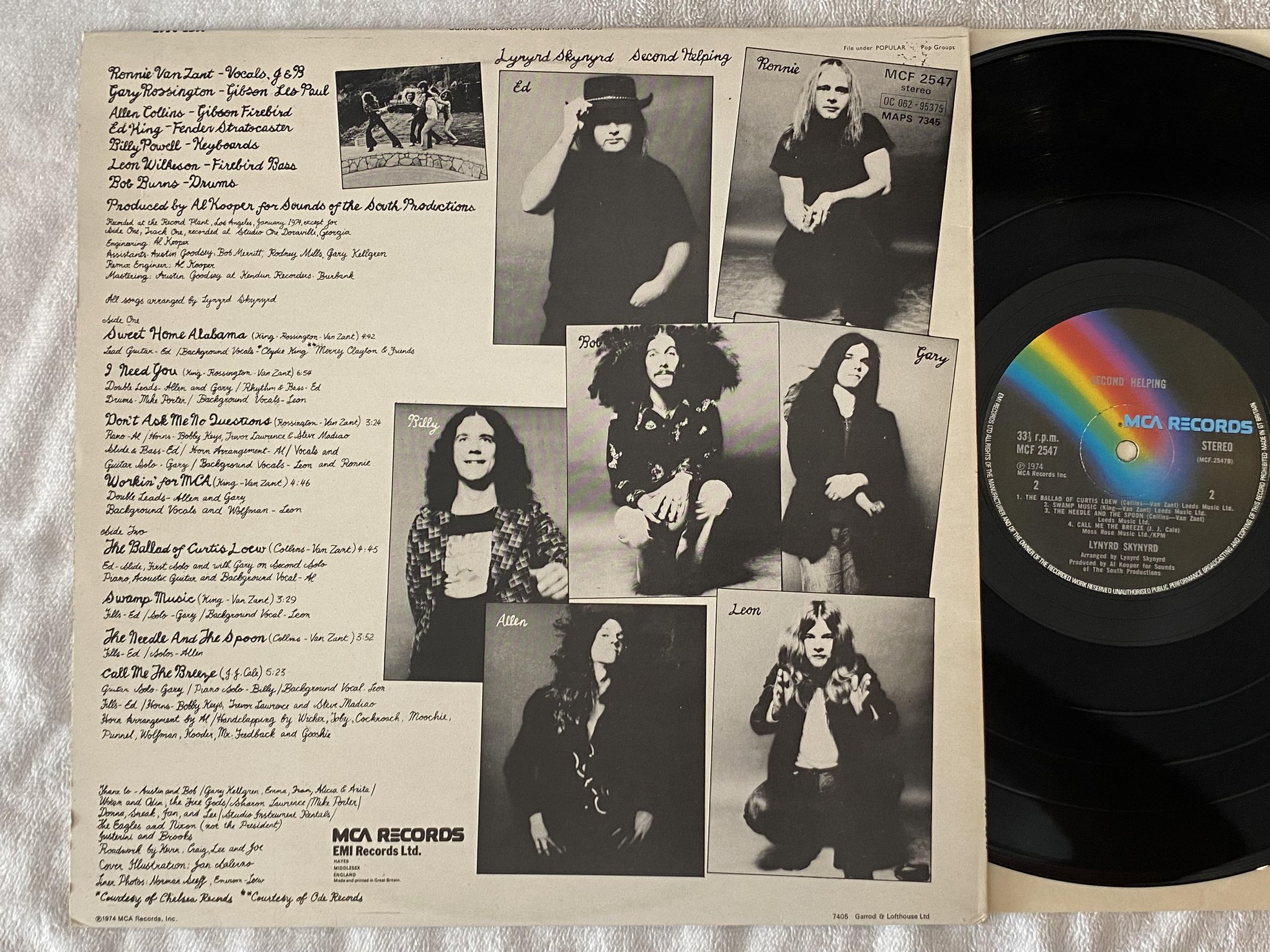 Omslagsbild för skivan LYNARD SKYNYRD second helping LP UK MCA MCF 2547