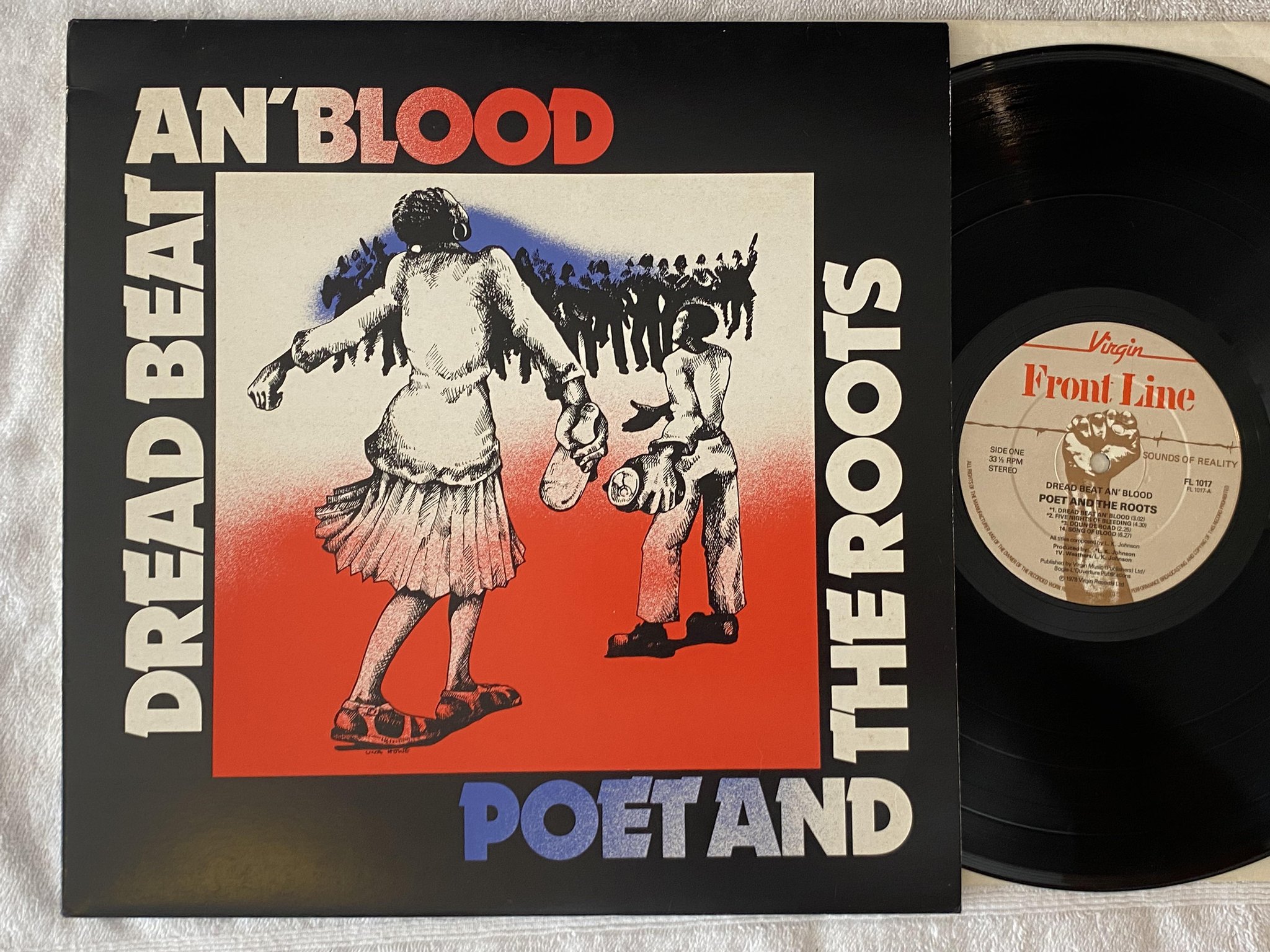 Omslagsbild för skivan POET AND THE ROOTS dread beat an' blood LP -78 UK FRONT LINE FL 1017