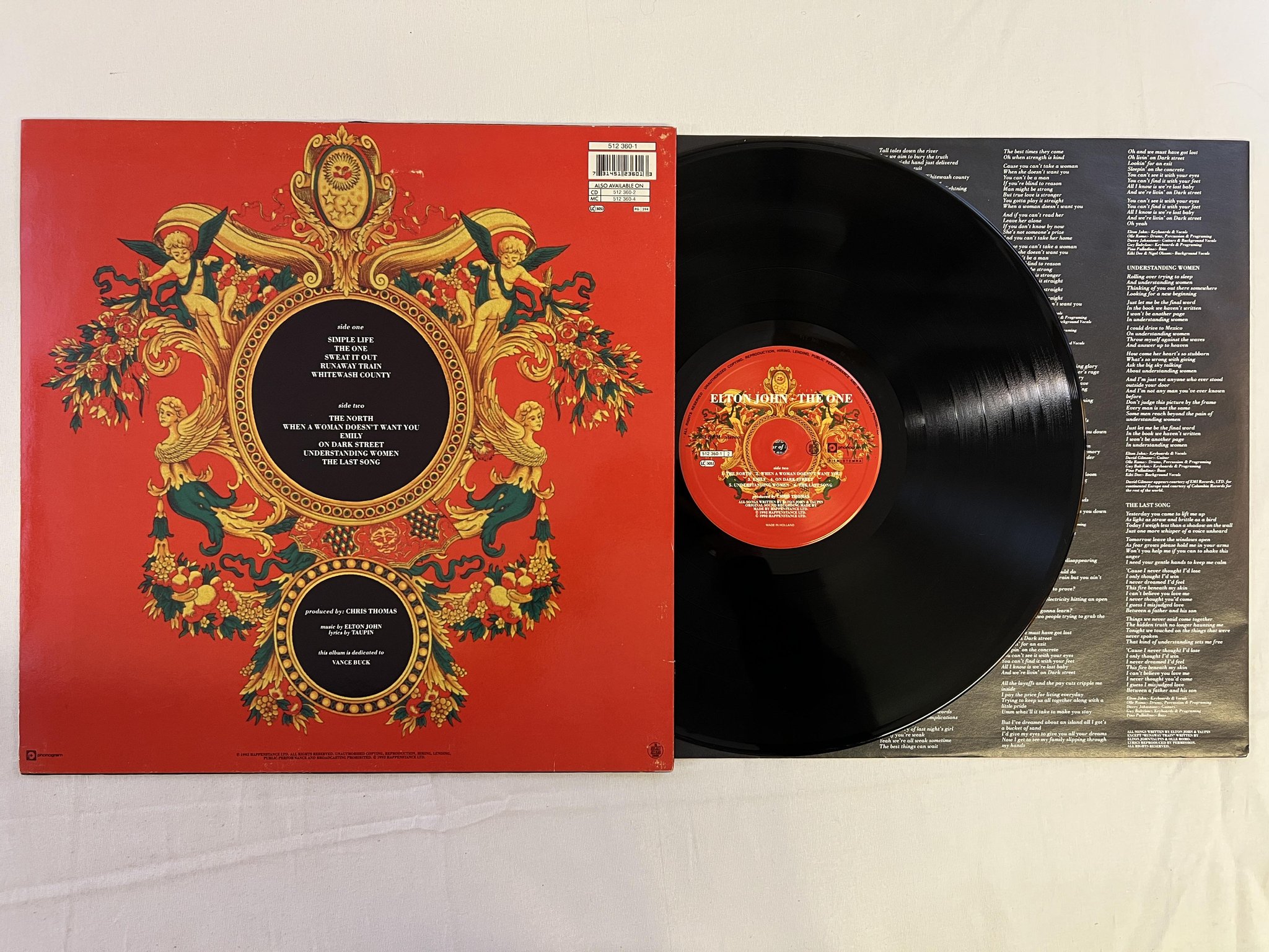 Omslagsbild för skivan ELTON JOHN The One LP -92 eu PHONOGRAM 512 360-1
