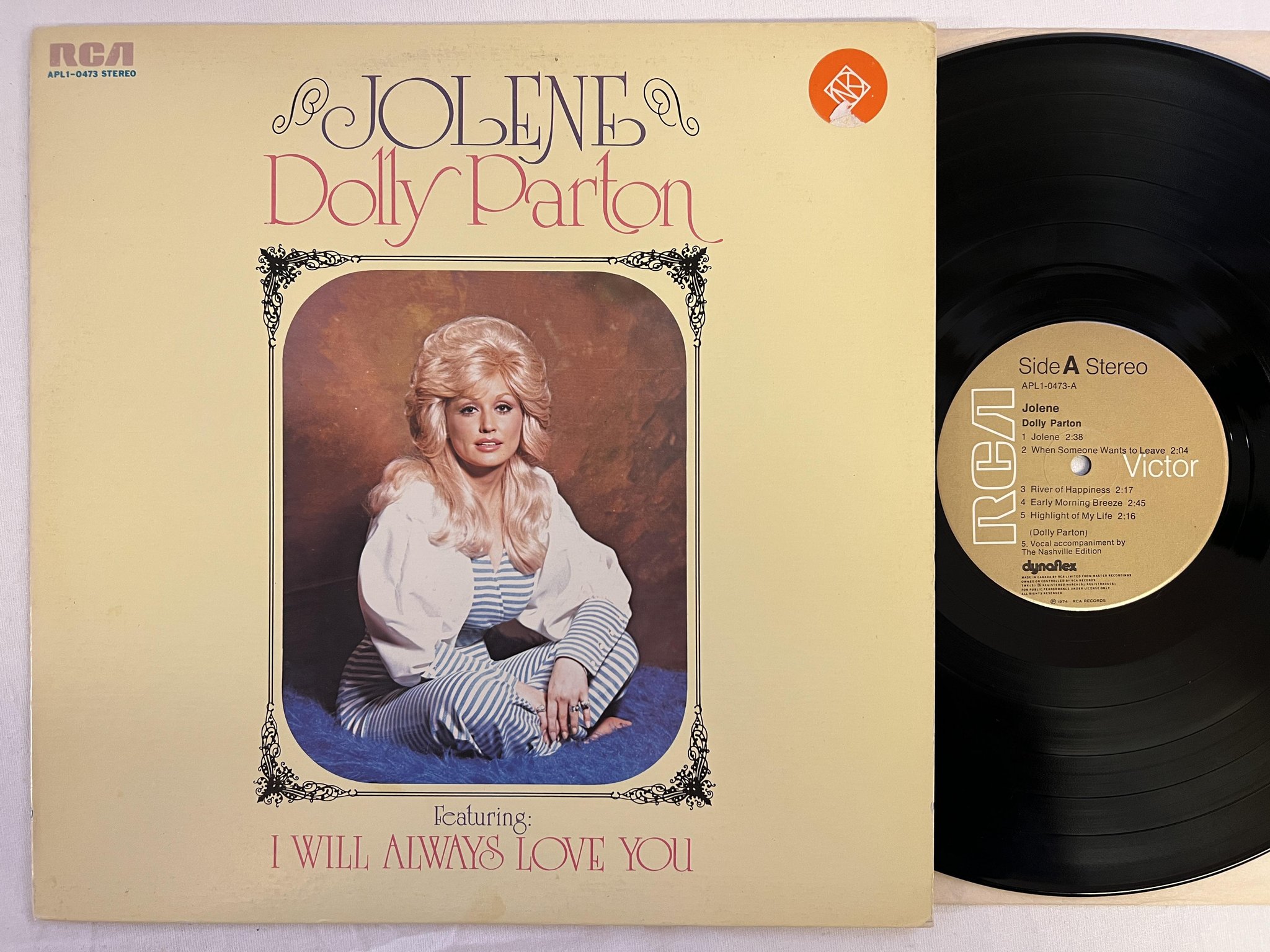 Omslagsbild för skivan DOLLY PARTON jolene LP -74 CAN RCA APL1-0473 *** classic ***