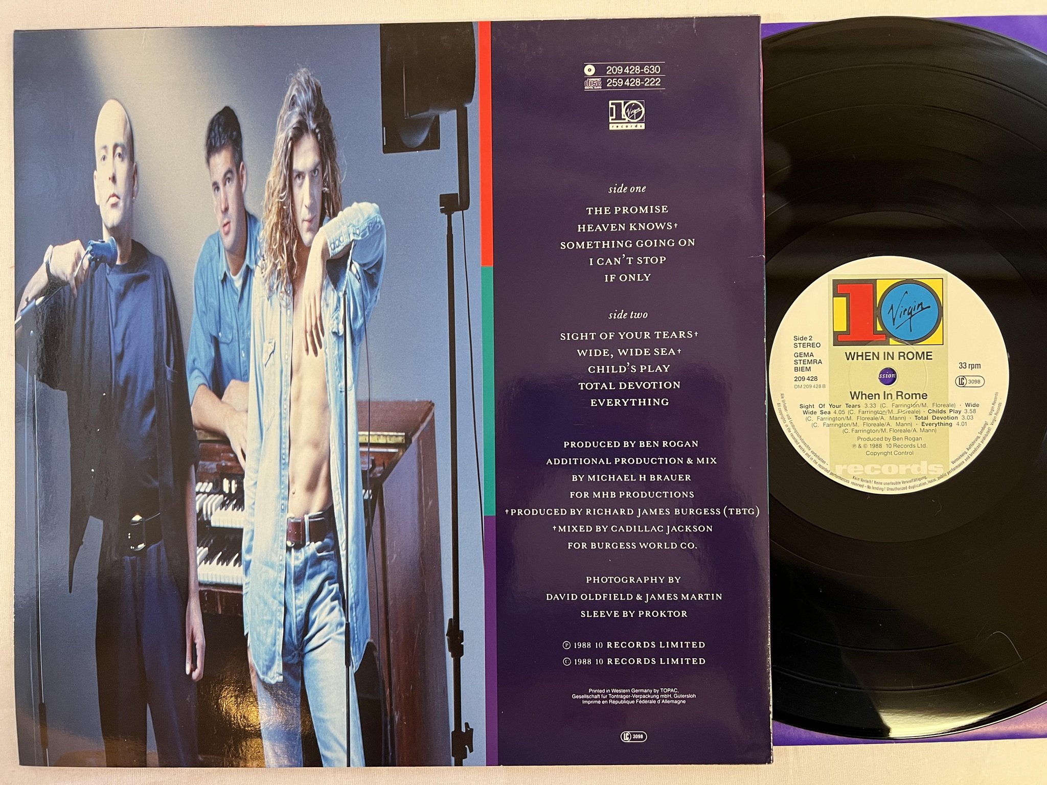 Omslagsbild för skivan WHEN IN ROME s/t LP -88 EU 10 RECORDS 209 428-630 synth-pop