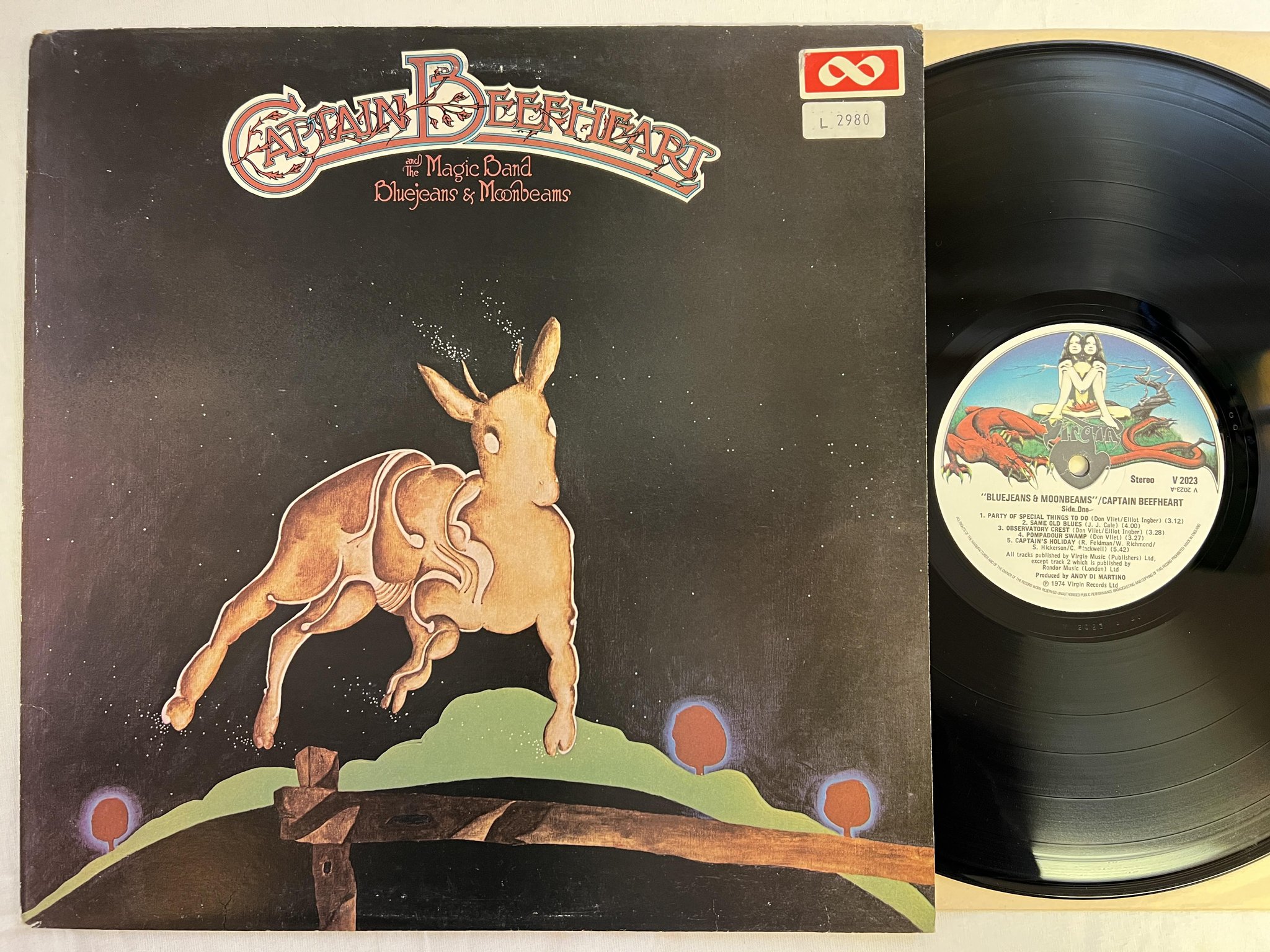 Omslagsbild för skivan CAPTAIN BEEFHEART bluejeans & moonbeams LP -74 UK VIRGIN V2023