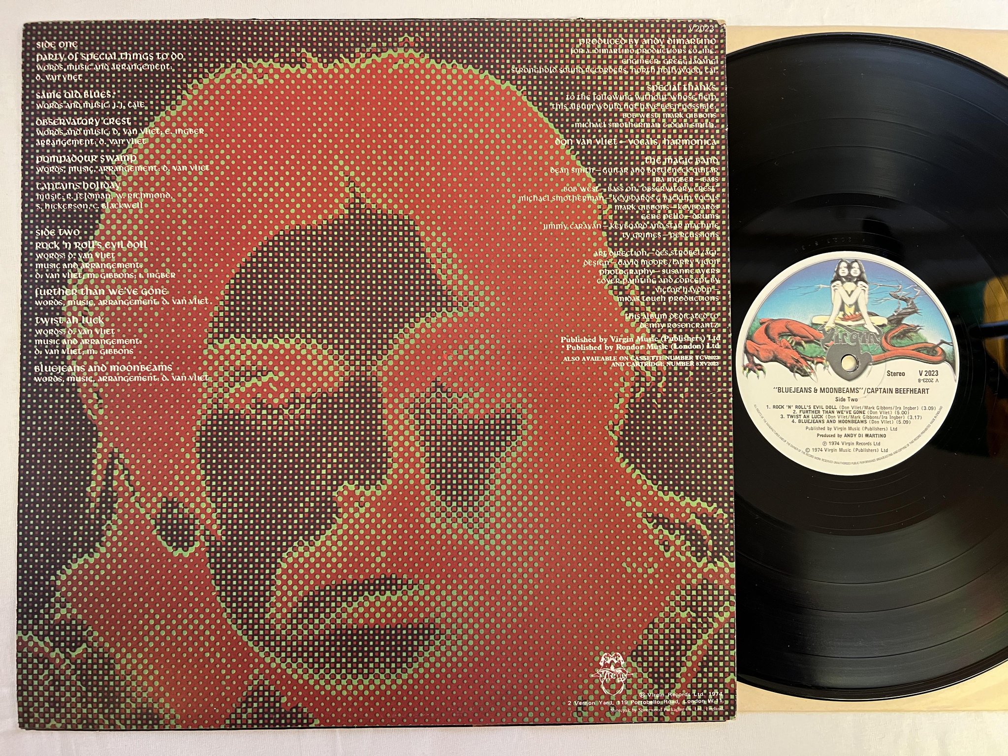 Omslagsbild för skivan CAPTAIN BEEFHEART bluejeans & moonbeams LP -74 UK VIRGIN V2023