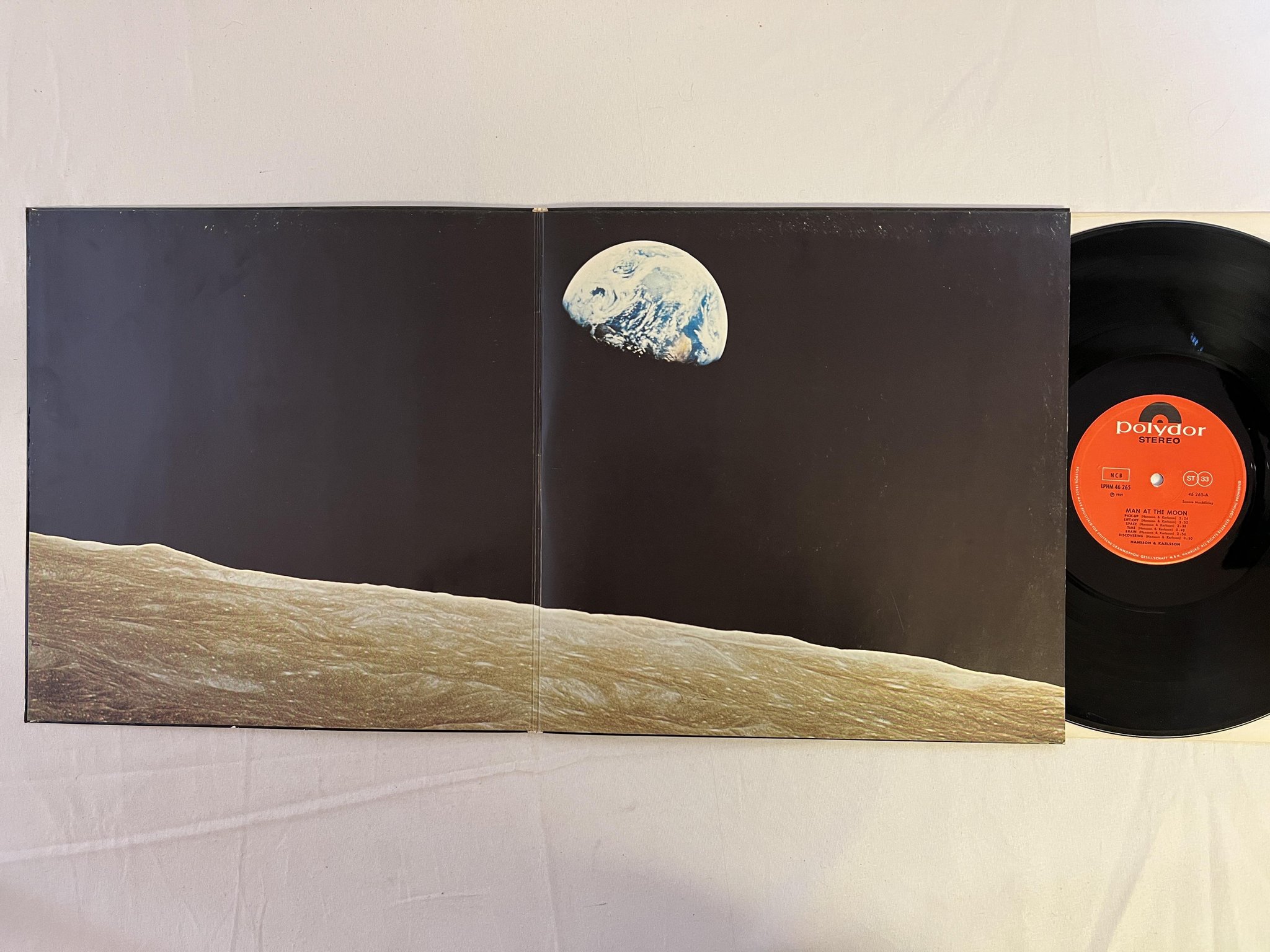 Omslagsbild för skivan HANSSON & KARLSSON man at the moon LP -69 POLYDOR LPHM 46265