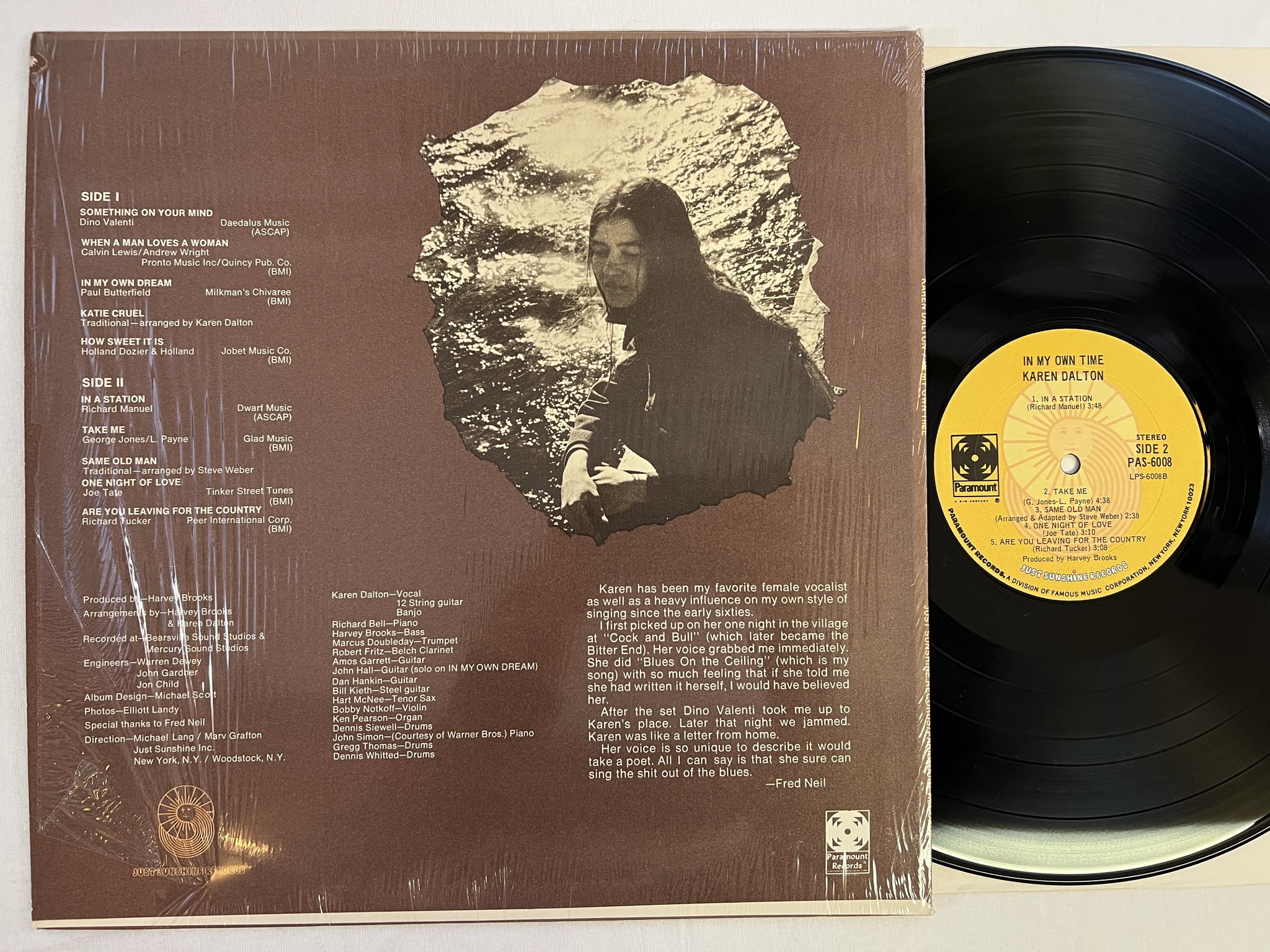 Omslagsbild för skivan KAREN DALTON in my own time LP -71 US PARAMOUNT PAS 6008 ** RARE **