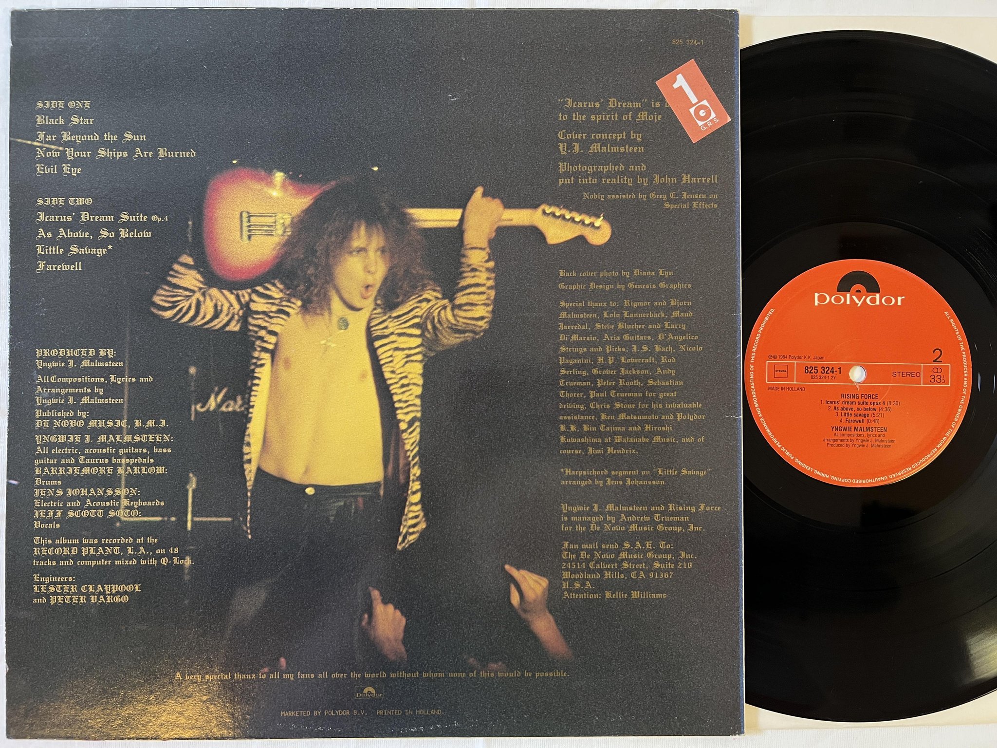 Omslagsbild för skivan YNGWIE MALMSTEEN rising force LP -84 Hol POLYDOR 825324-1