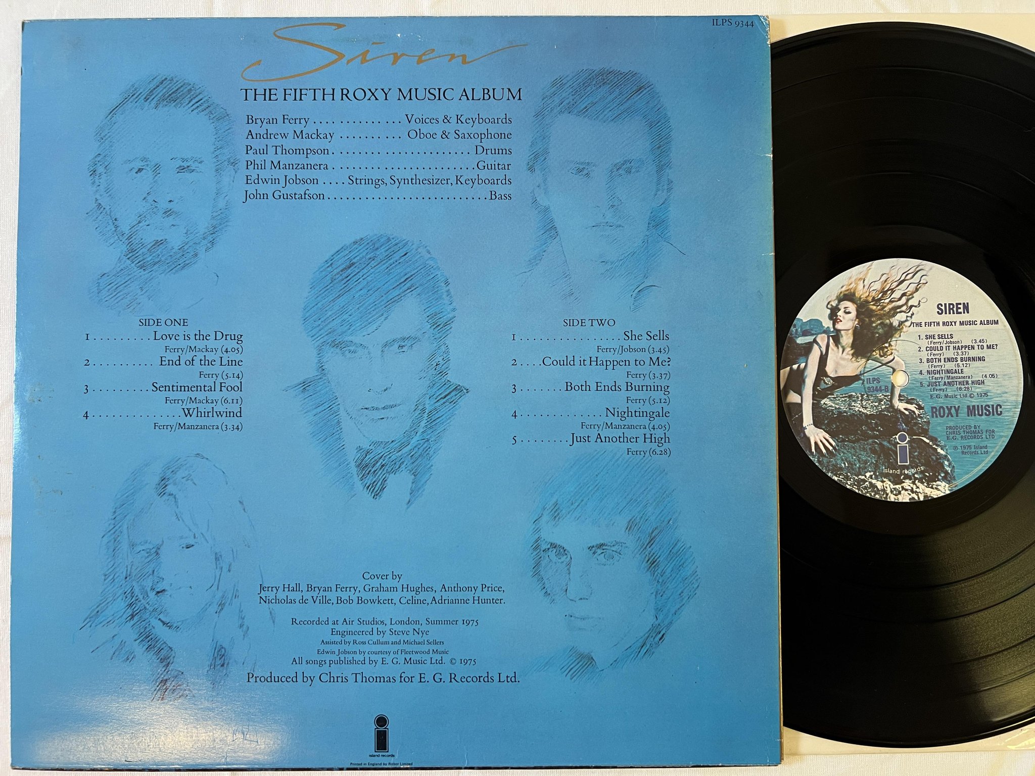 Omslagsbild för skivan ROXY MUSIC siren LP -75 UK ISLAND ILPS 9344